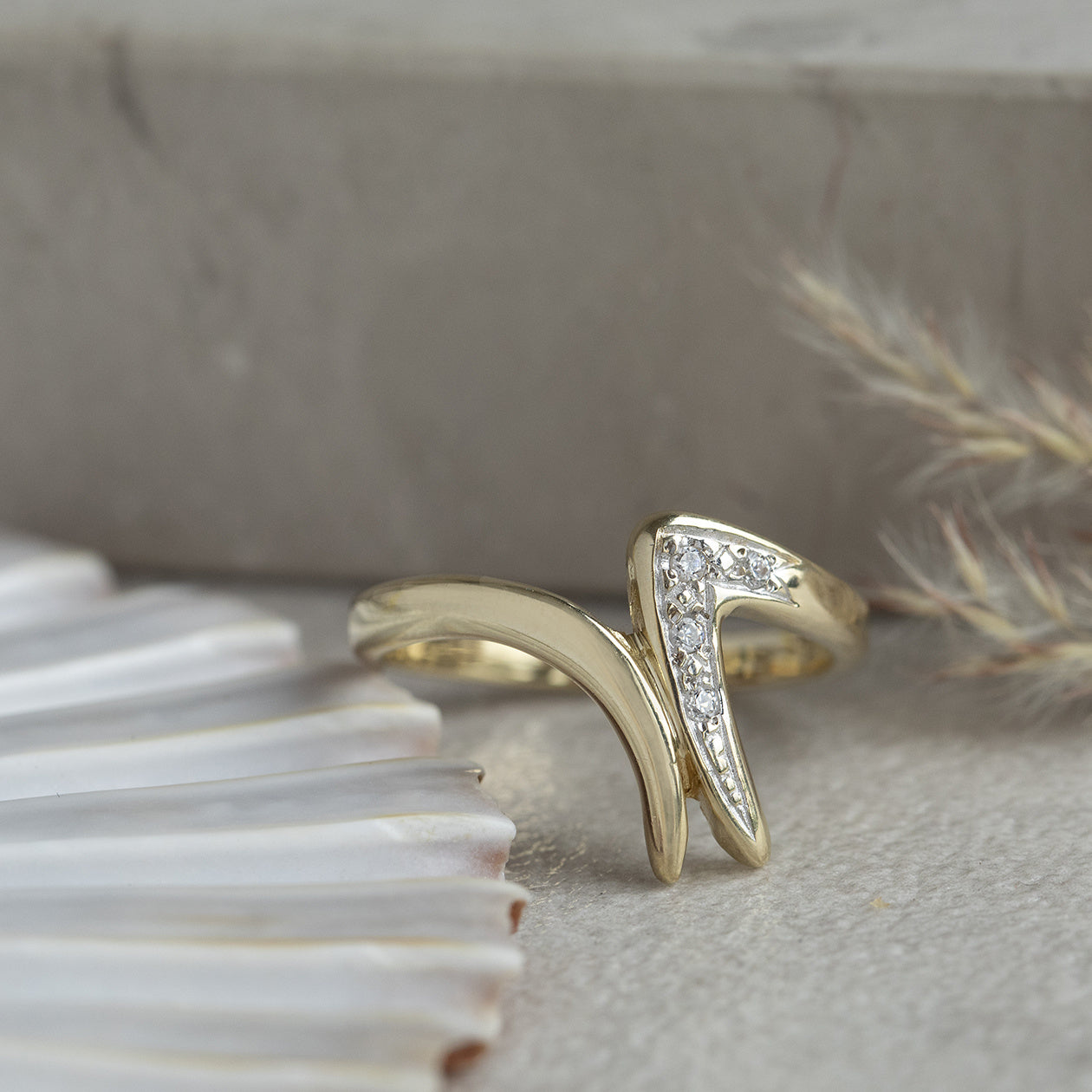 Gold ring with zirconia 14 kt