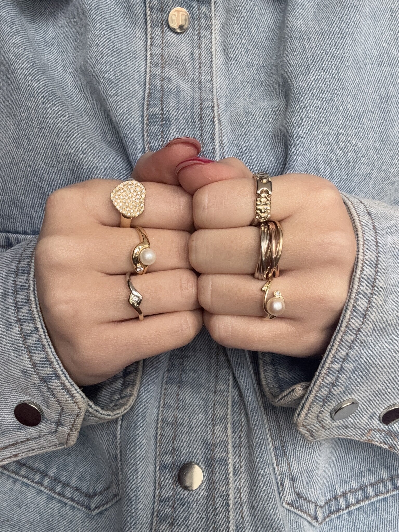 Gold ring with pearl and zirconia 14 karat