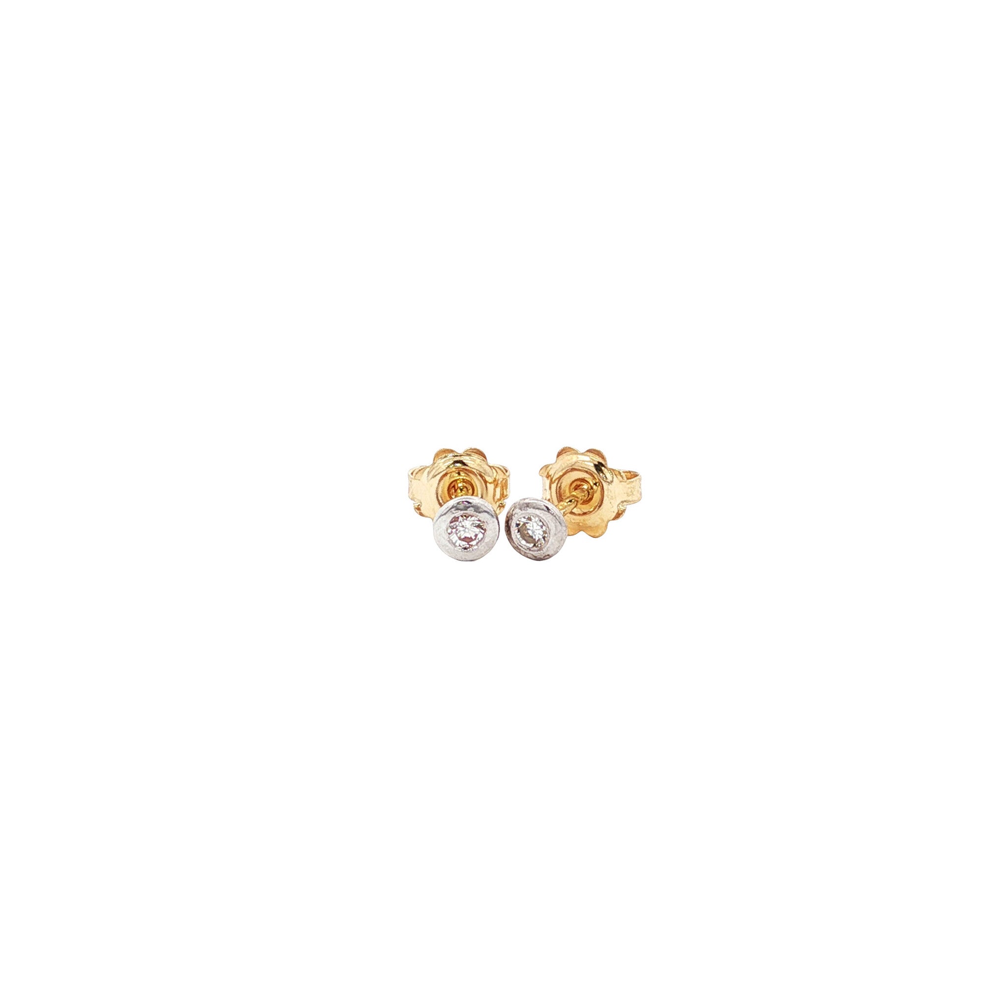 Gold solitaire stud earrings with diamond 14 karat*new