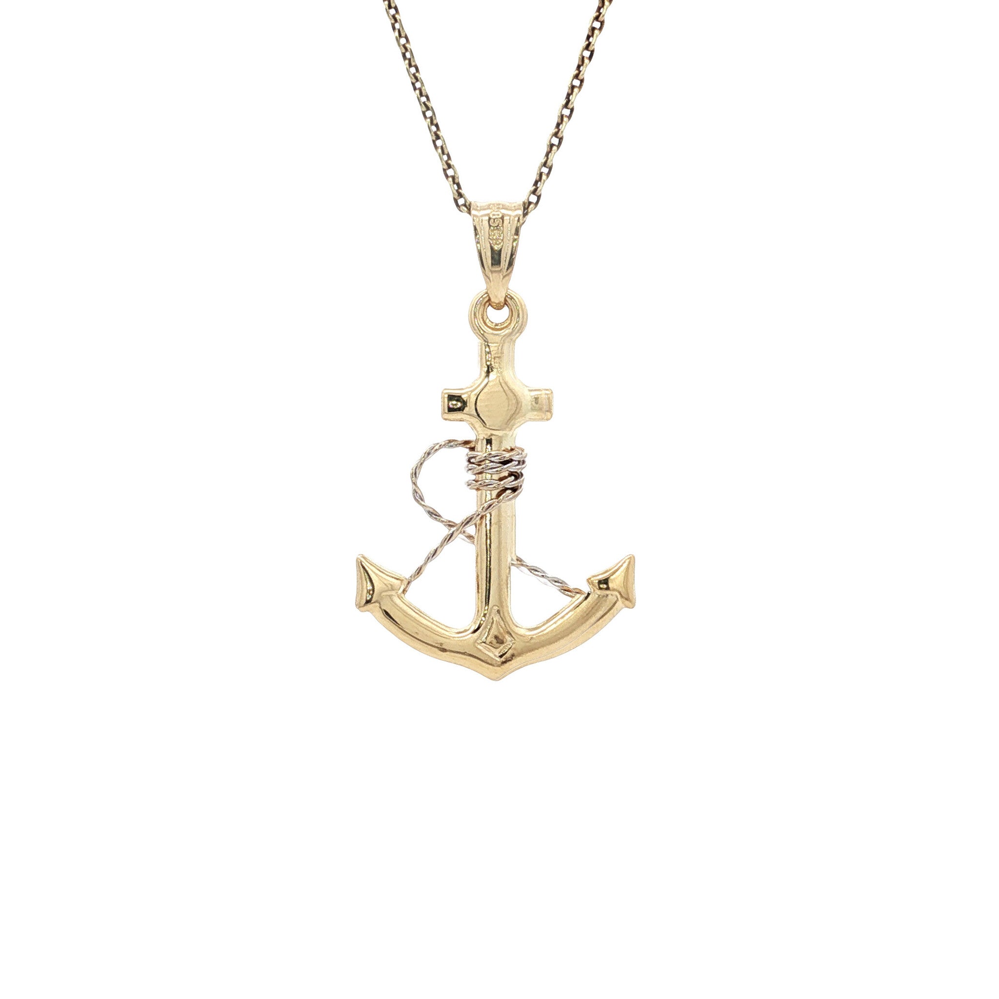 Gold anchor pendant 14 karat
