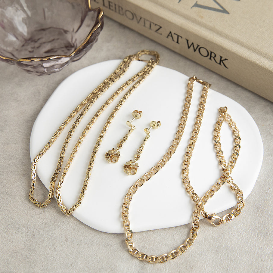 Gold double anchor necklace 50.5 cm 14 karat