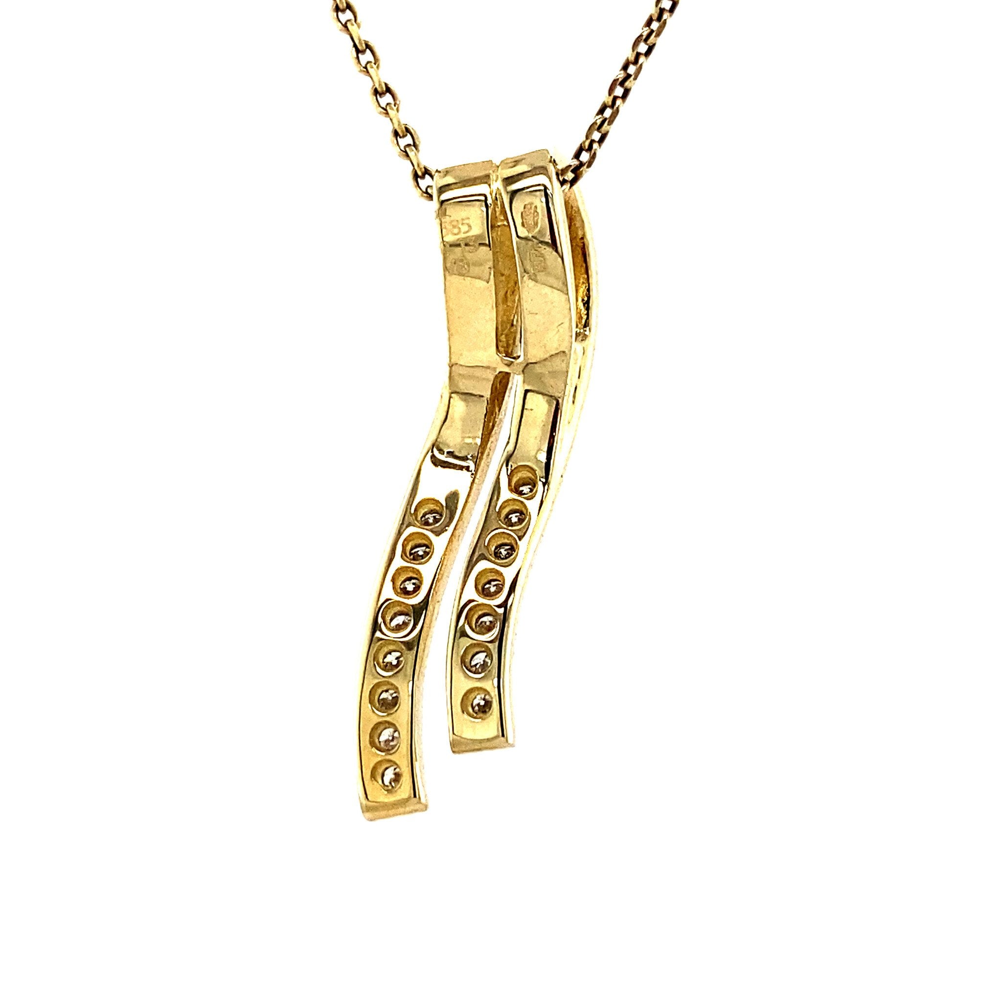 Gold pendant with diamond 14 kt