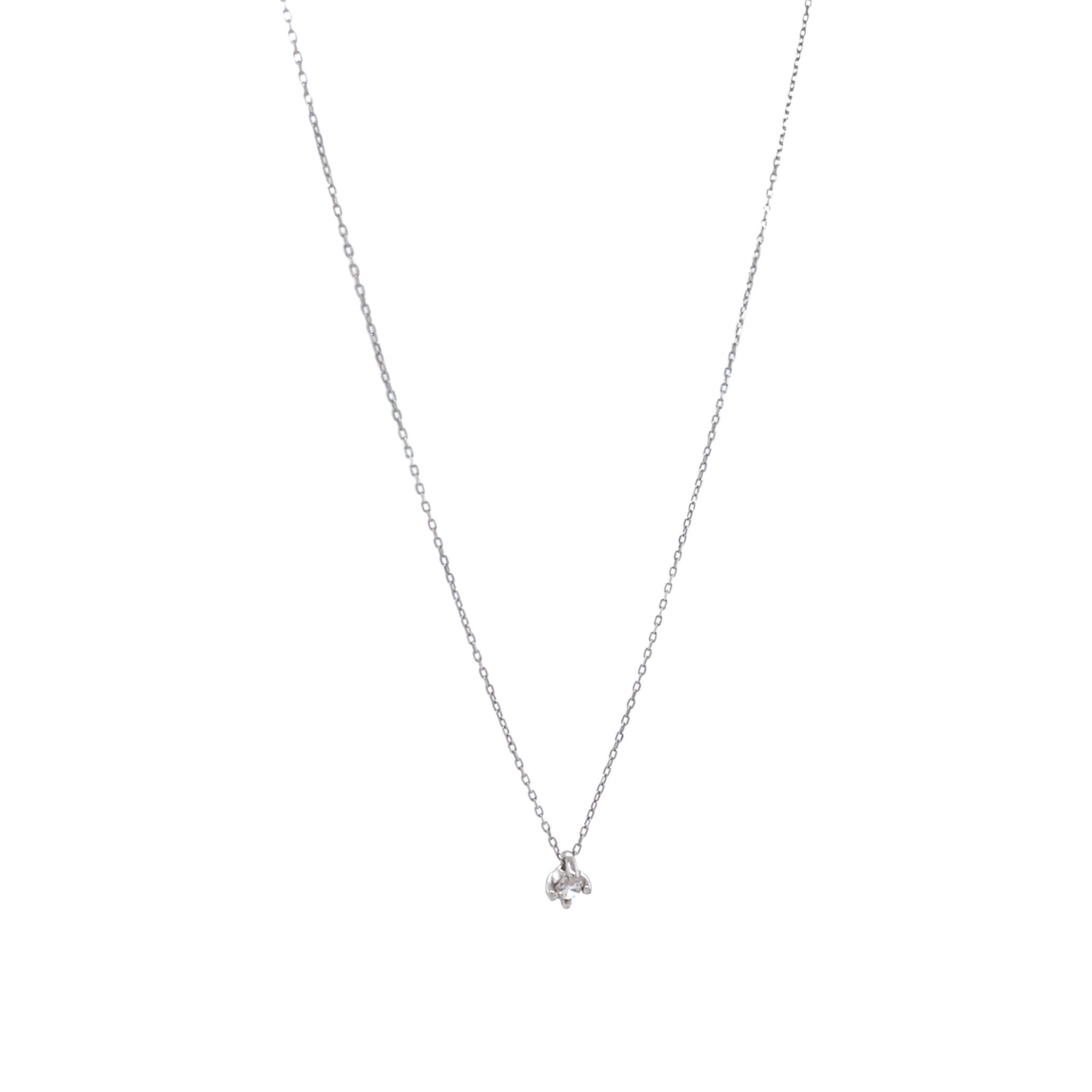 White-gold solitaire necklace with diamond 14 kt