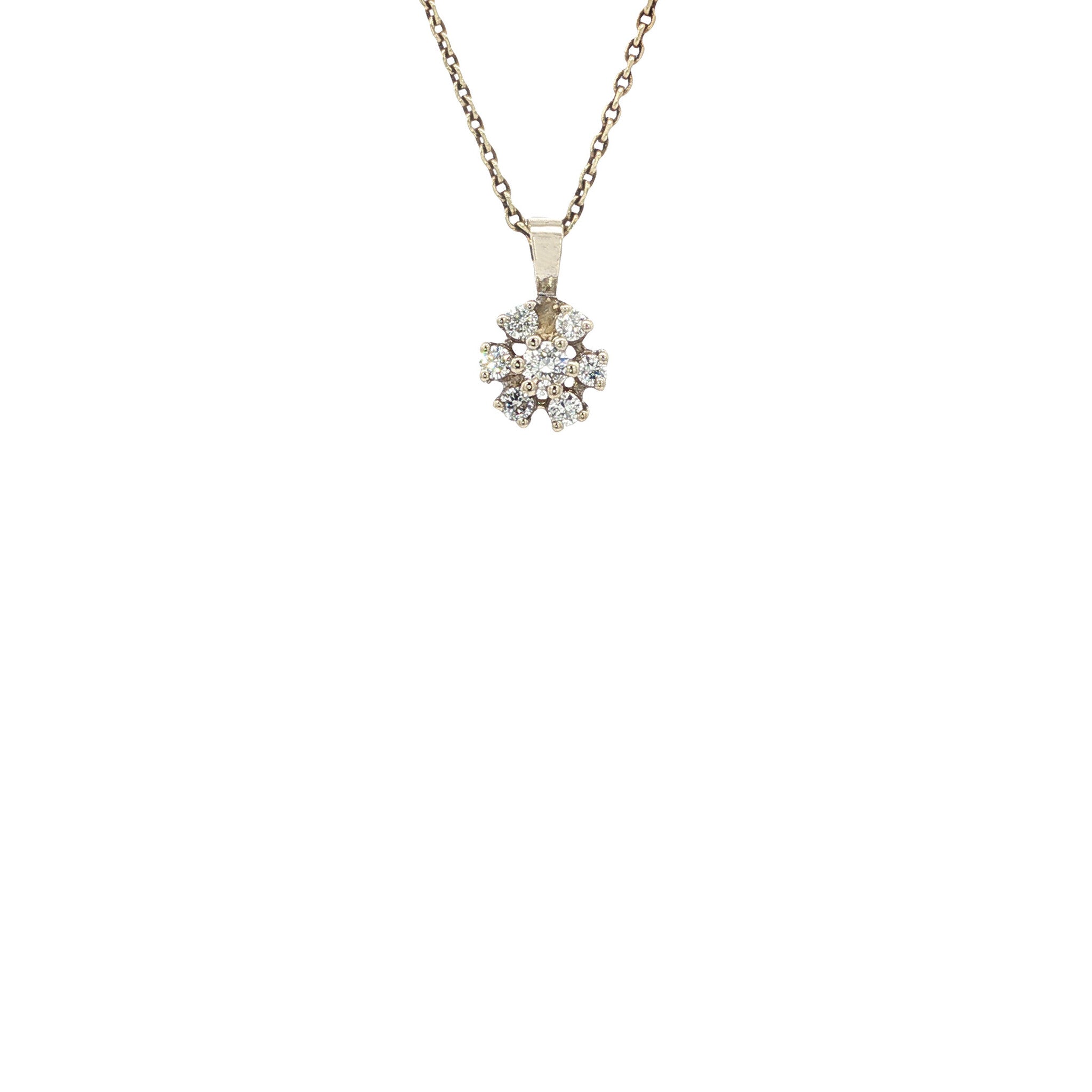 White gold entourage pendant with diamond 14 karat