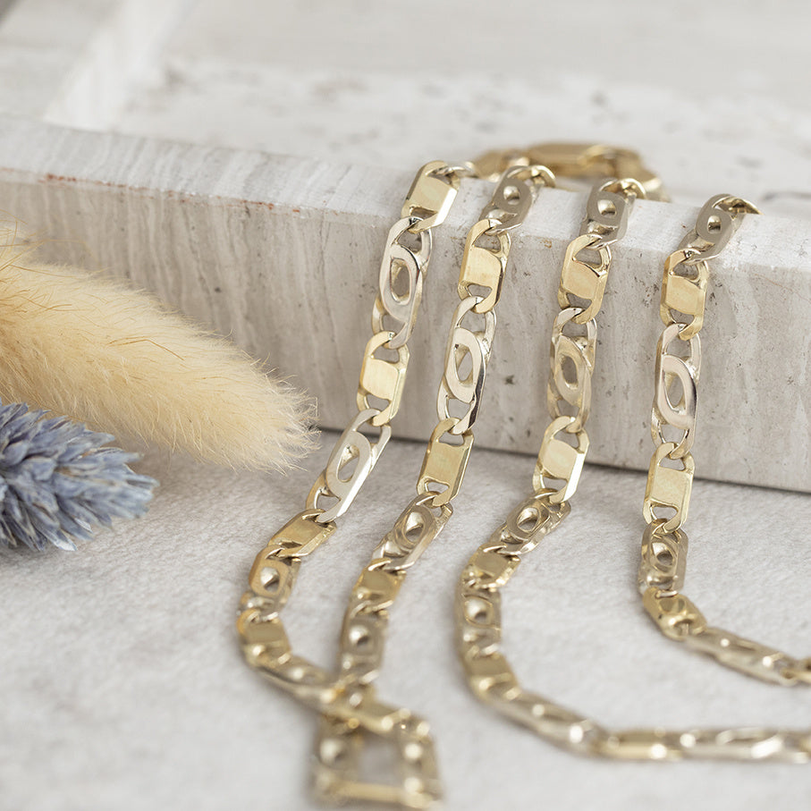 Gold hawk's-eye necklace 53 cm 18 karat