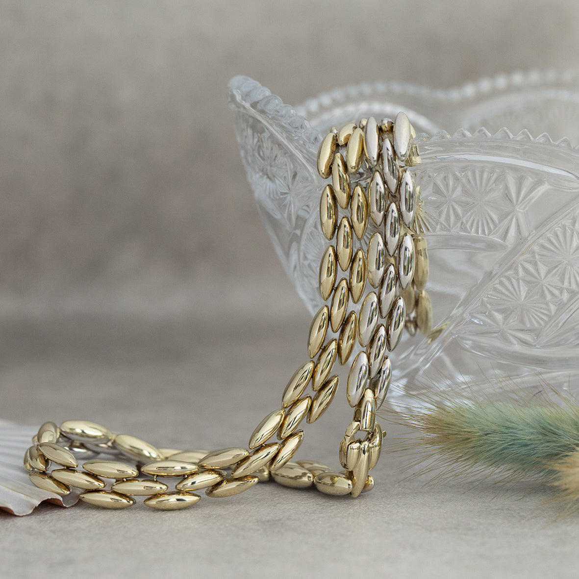 Gold choker bicolour 44 cm 14 karat