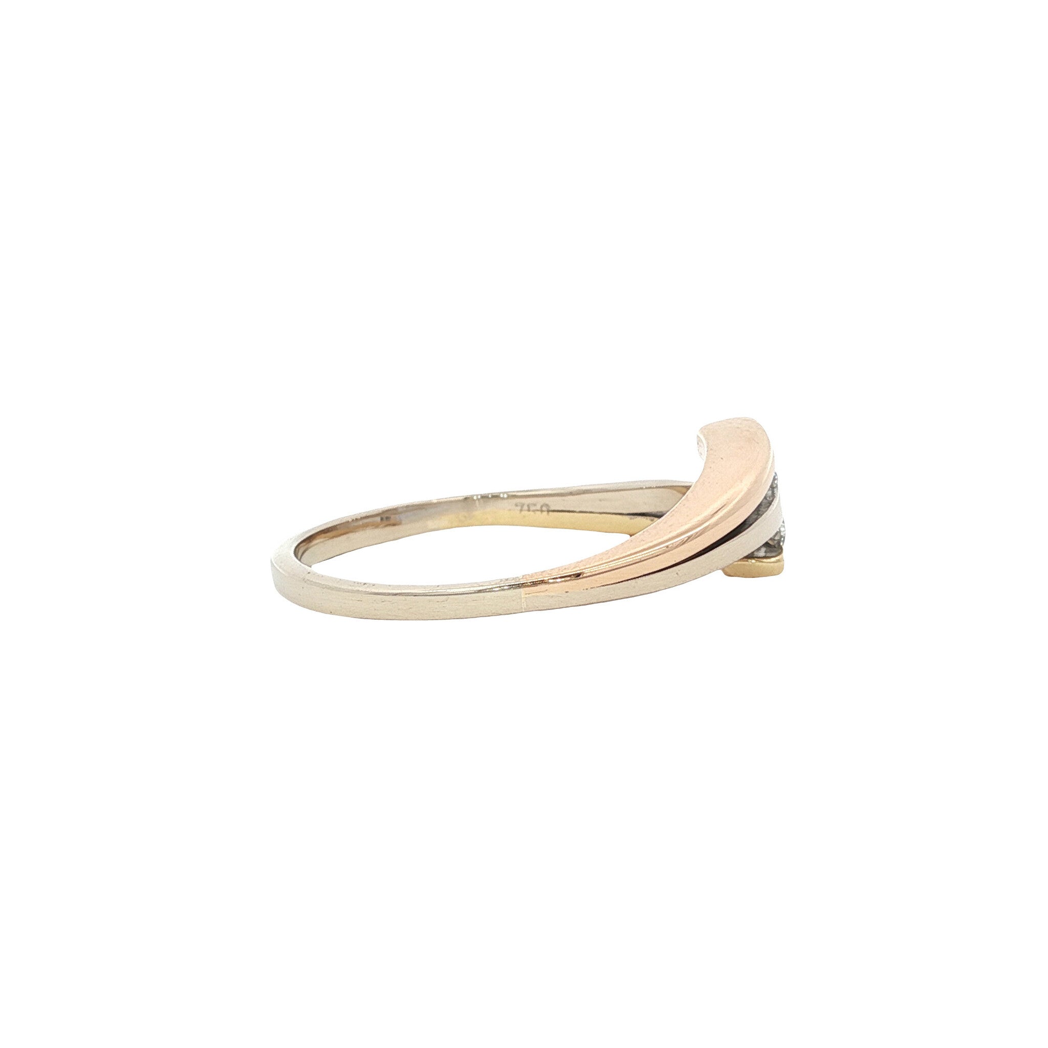 Tricolour gold ring with diamond 18 karat