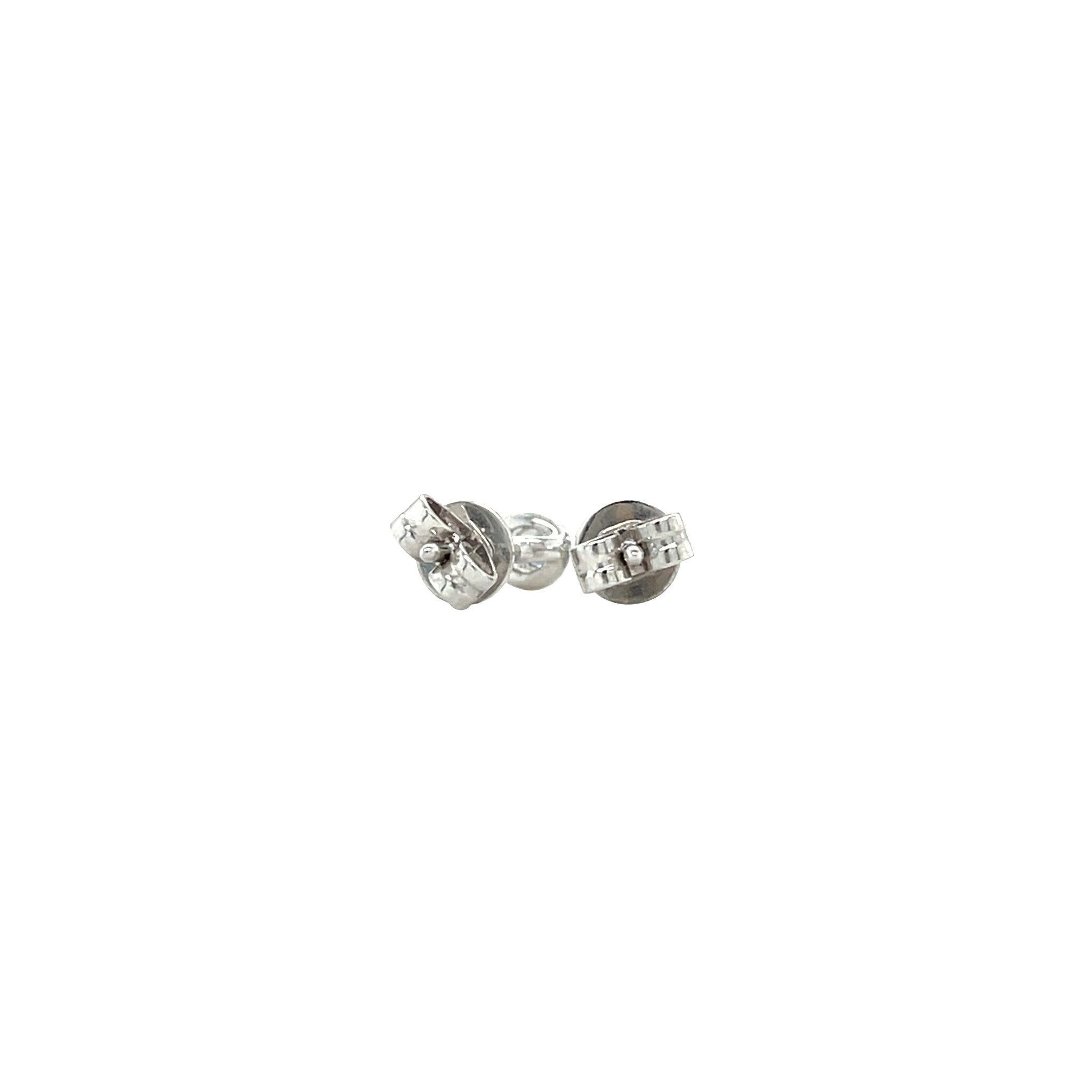 White gold solitaire stud earrings with diamond 14 kt