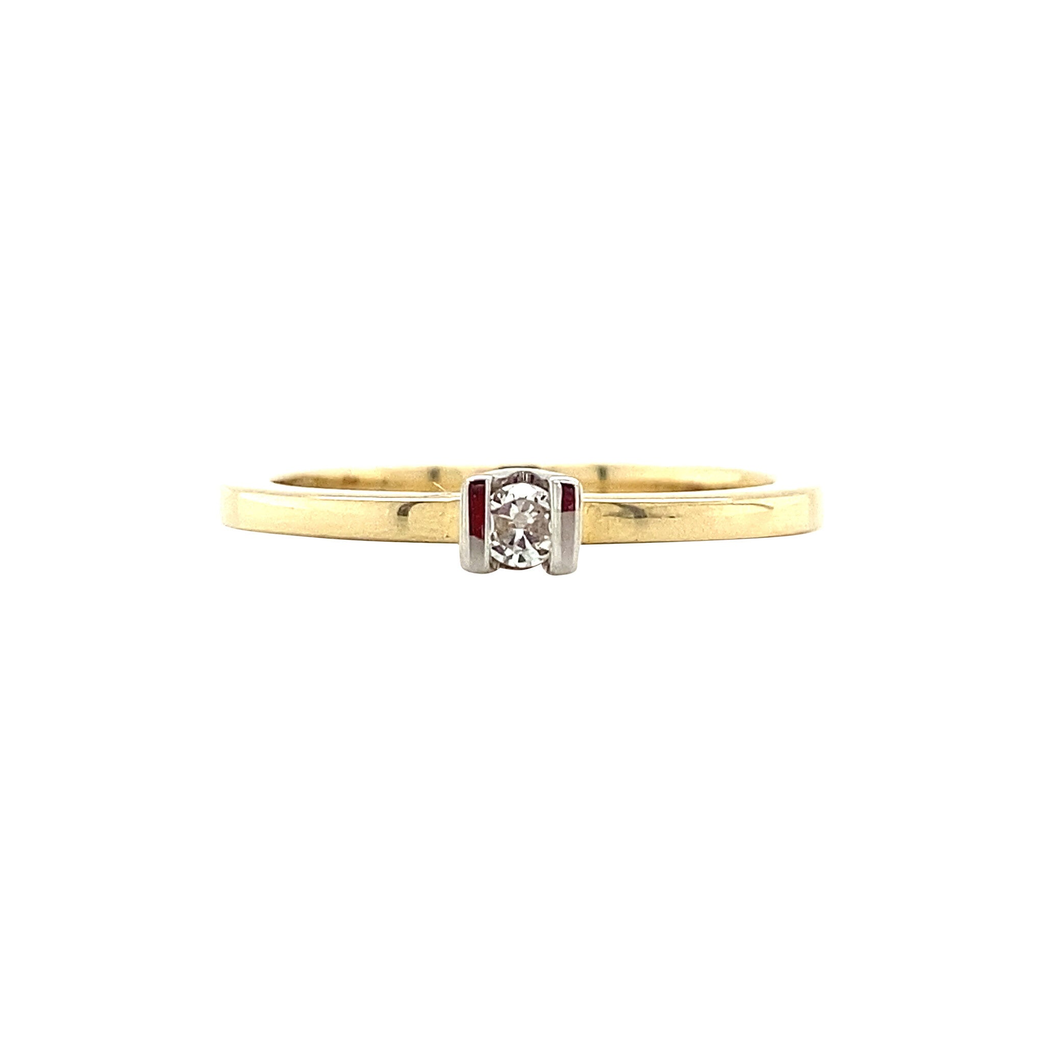 Gold solitaire ring with diamond 14 kt* new