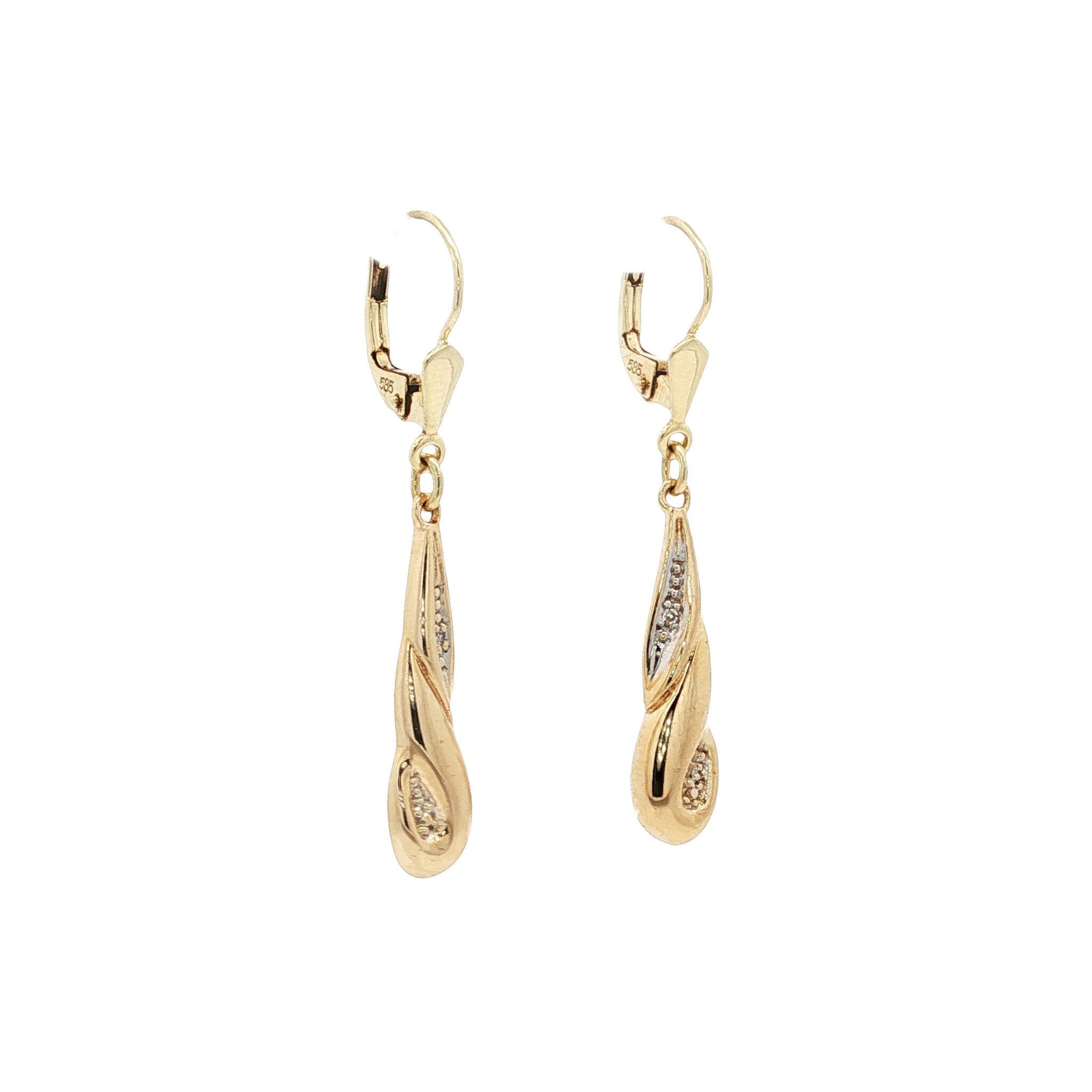 Gold diamond drop earrings