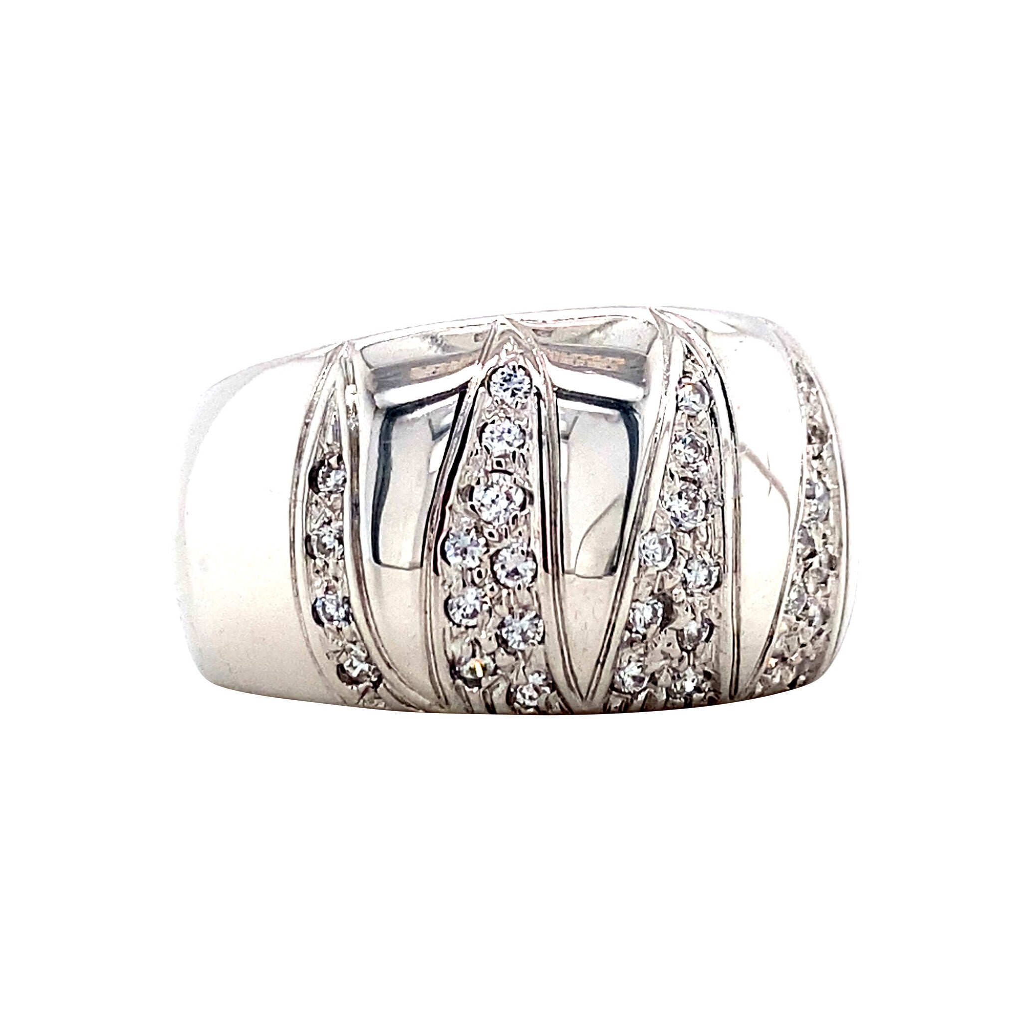 White gold ring with zirconia 18 karat