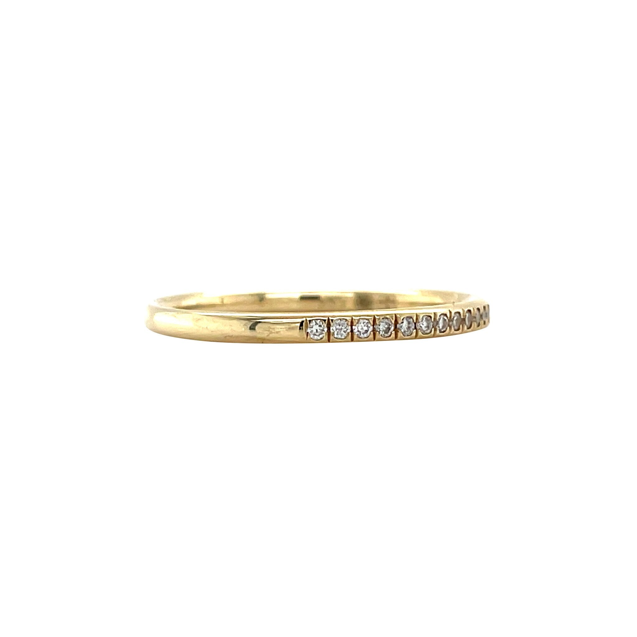 Gold row ring with diamond 14 kt