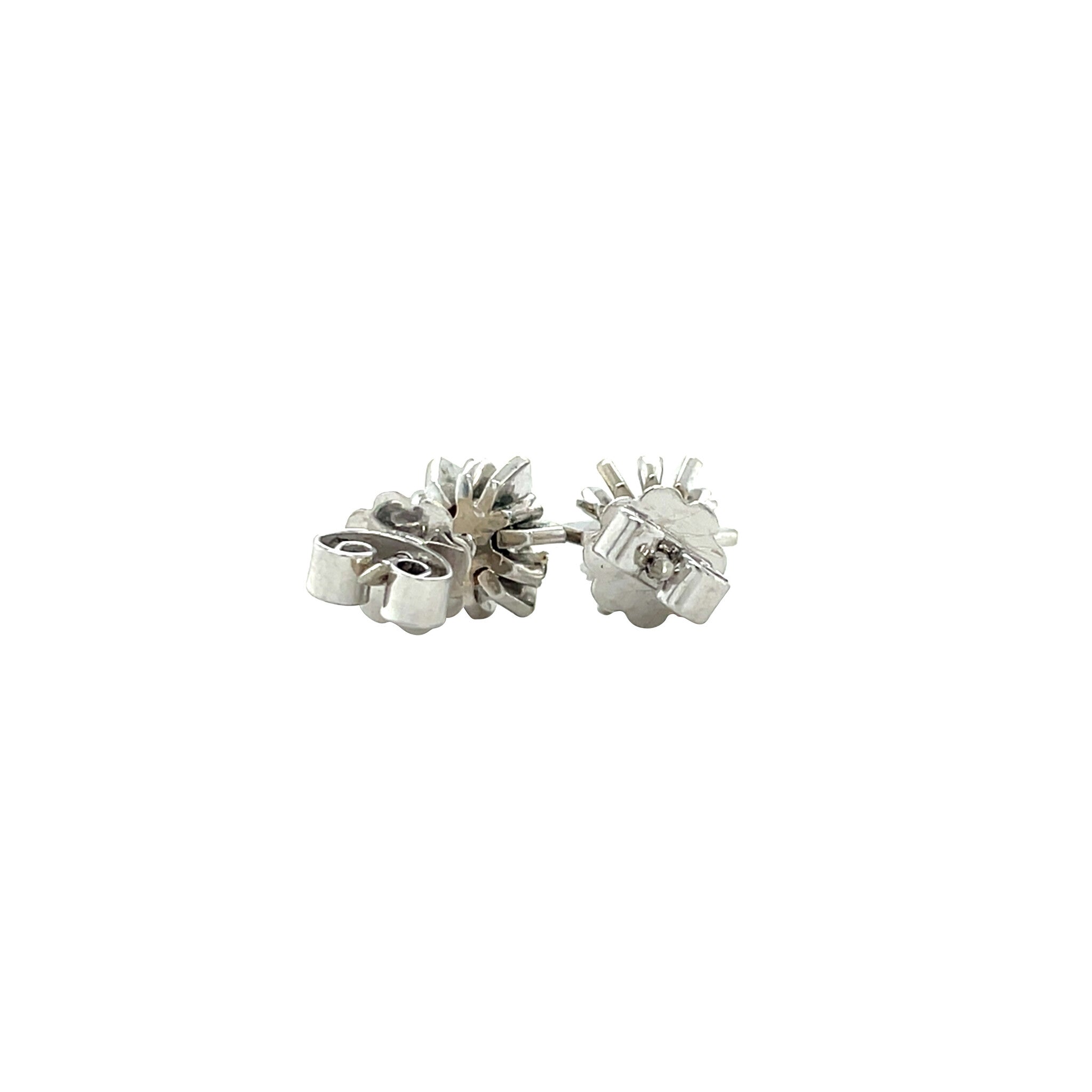 White gold stud earrings with diamond 14 karat