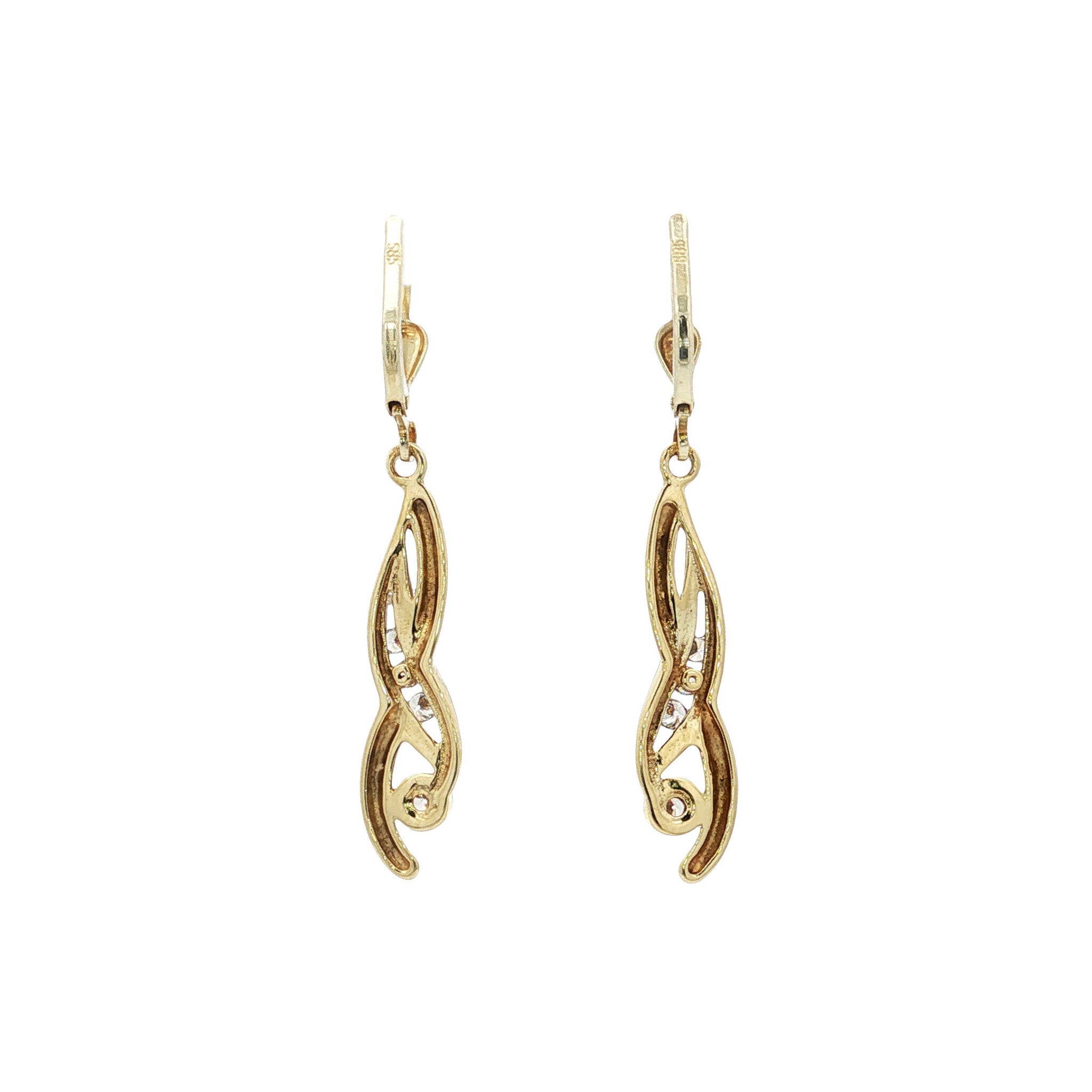 Gold earrings with zirconia 14 karat