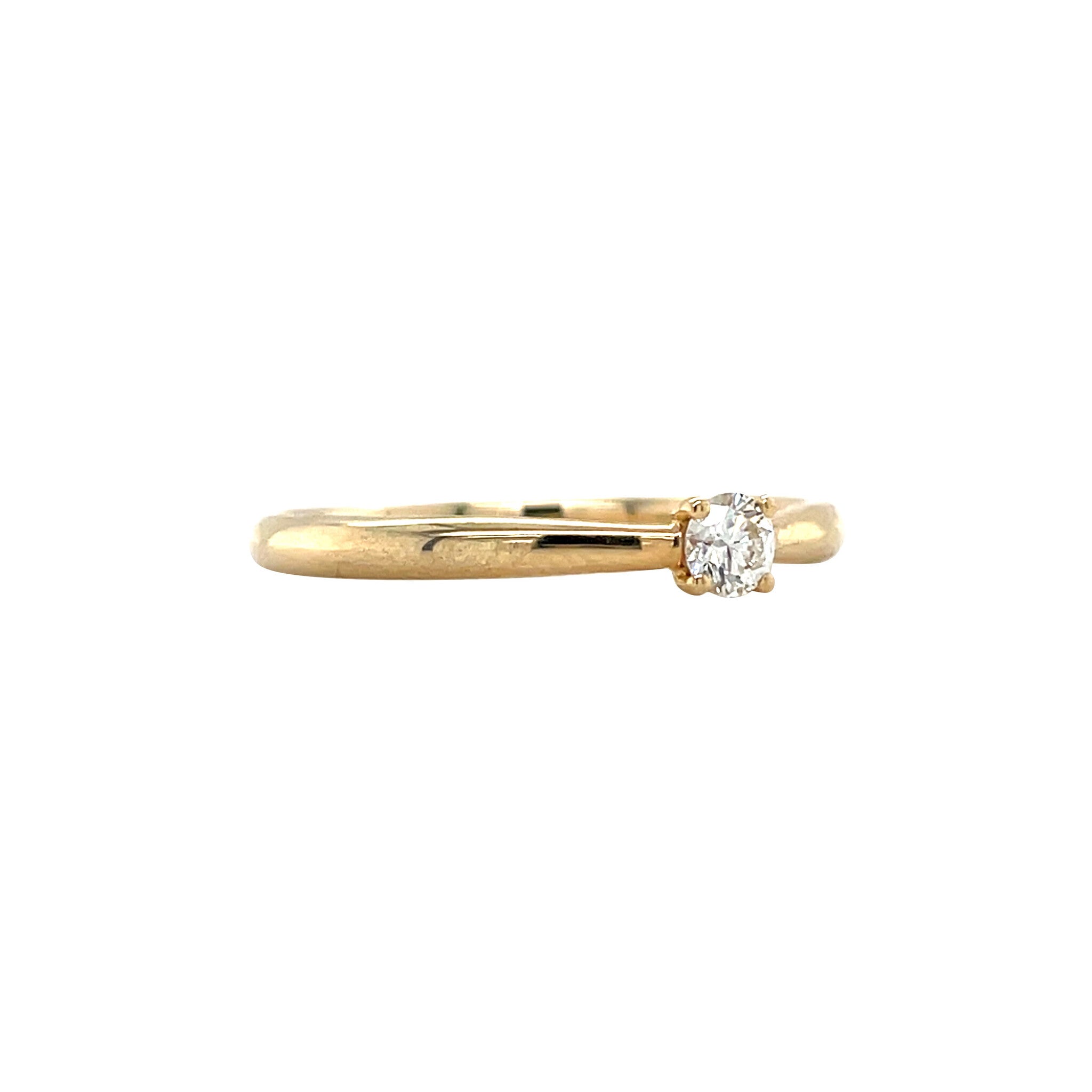 Gold solitaire ring with diamond 14 kt