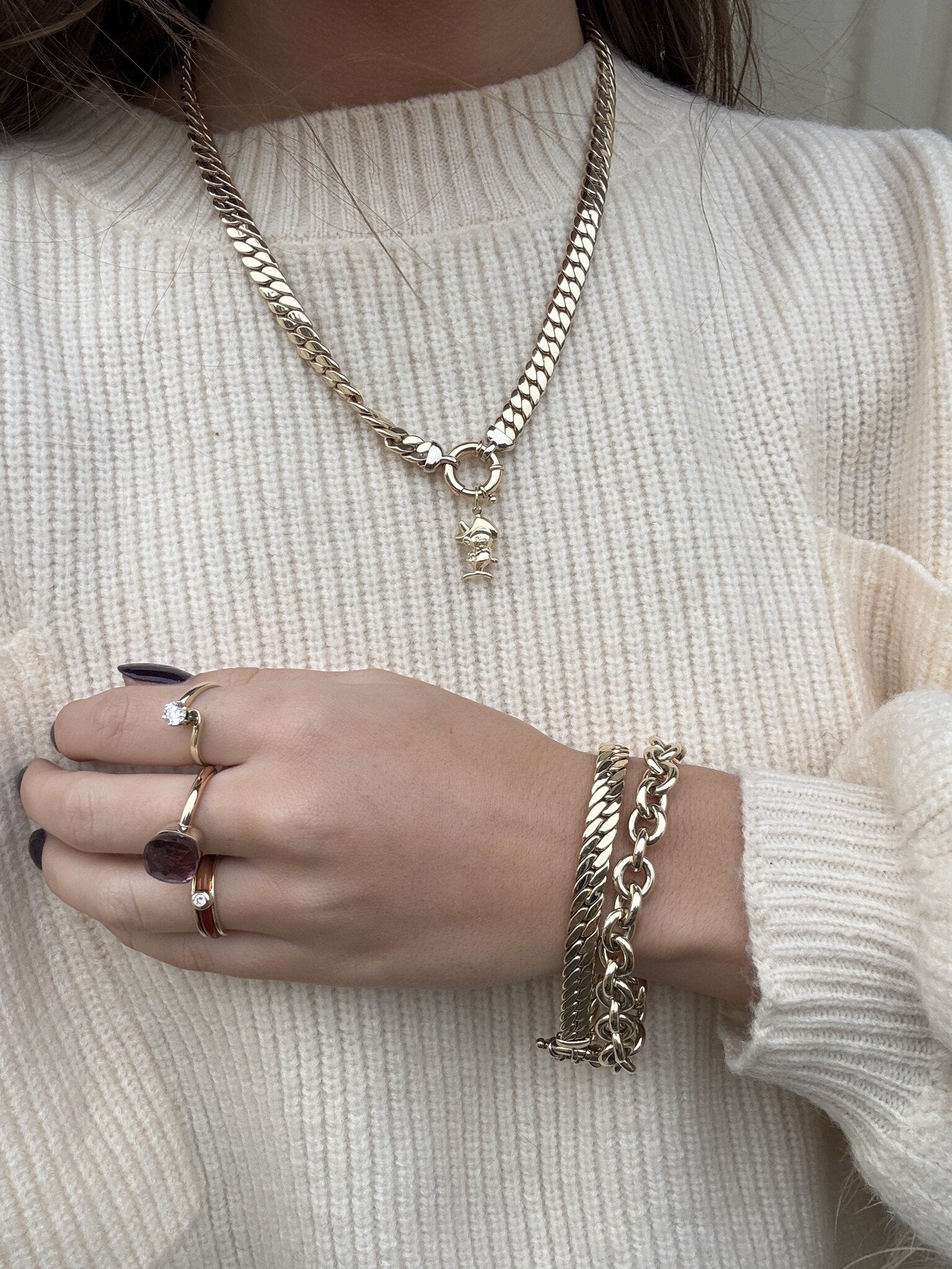 Gold gourmet necklace 50 cm 14 karat