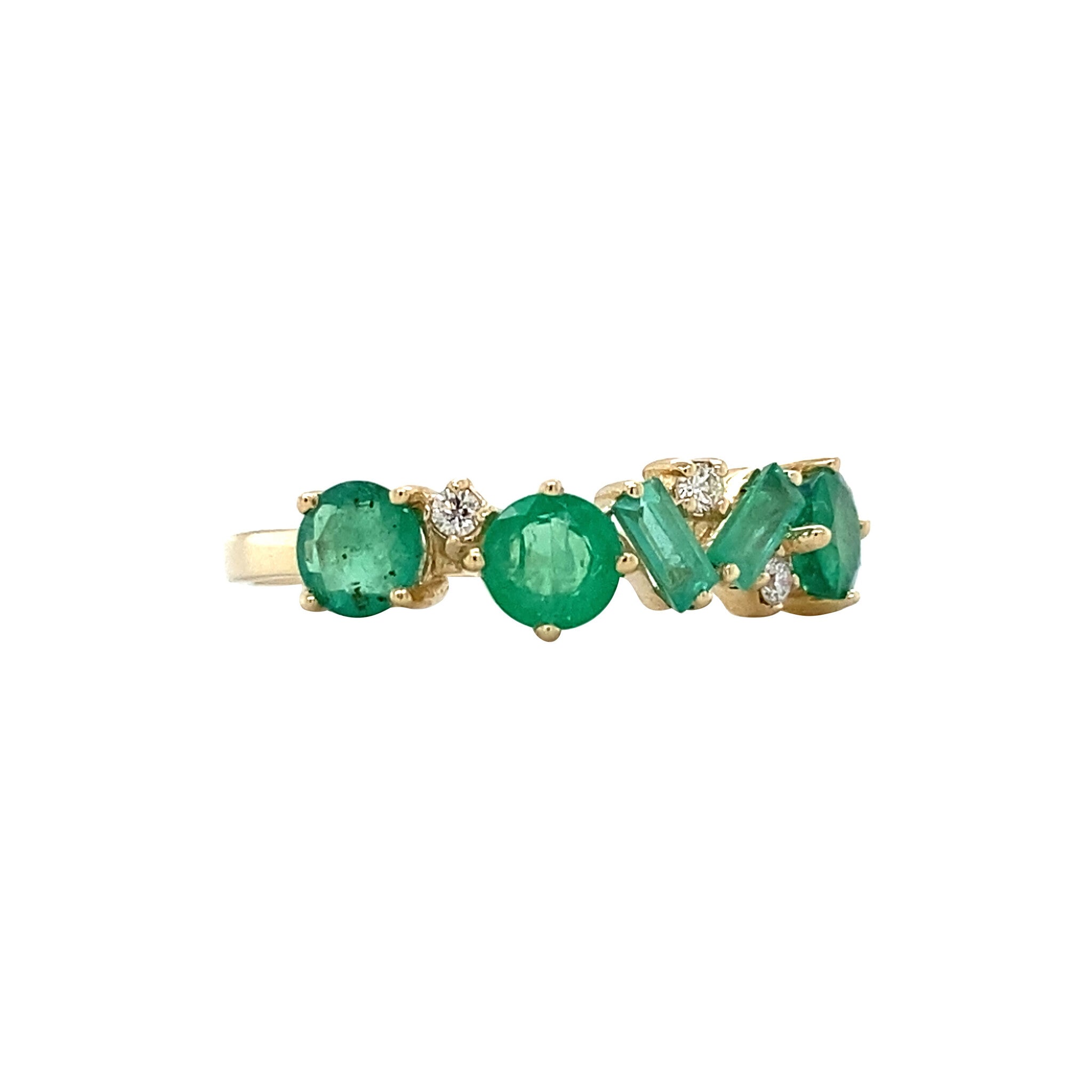 Gold ring with emerald and diamond 14 kt* new