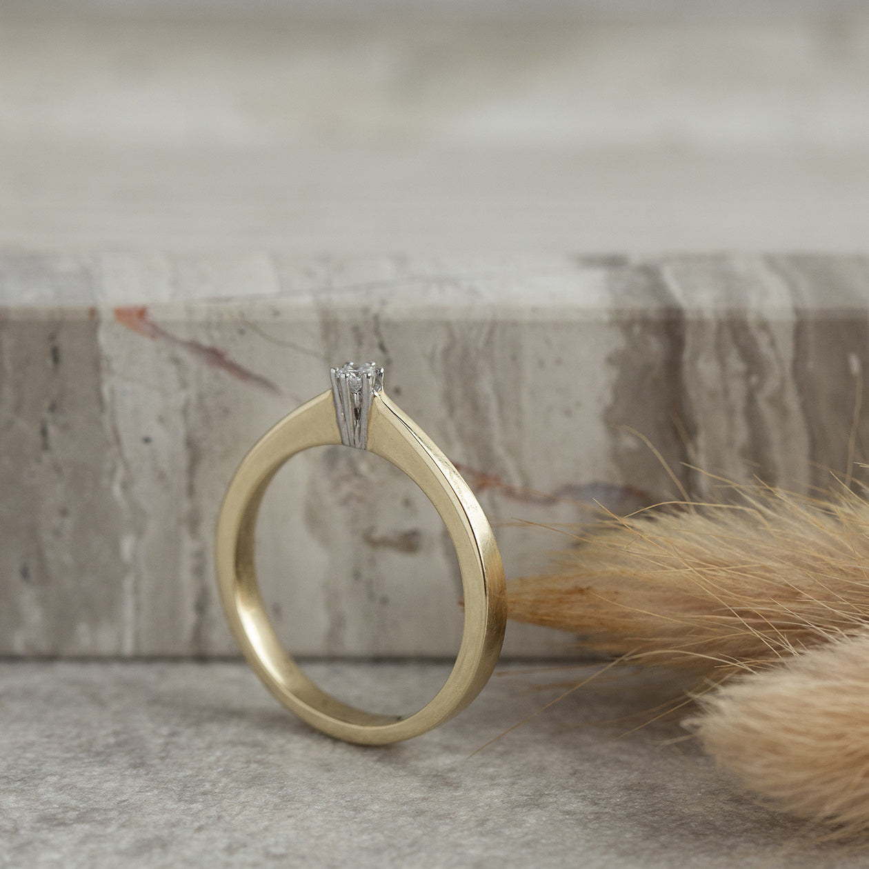 Gold solitaire ring with diamond 14 karat* new