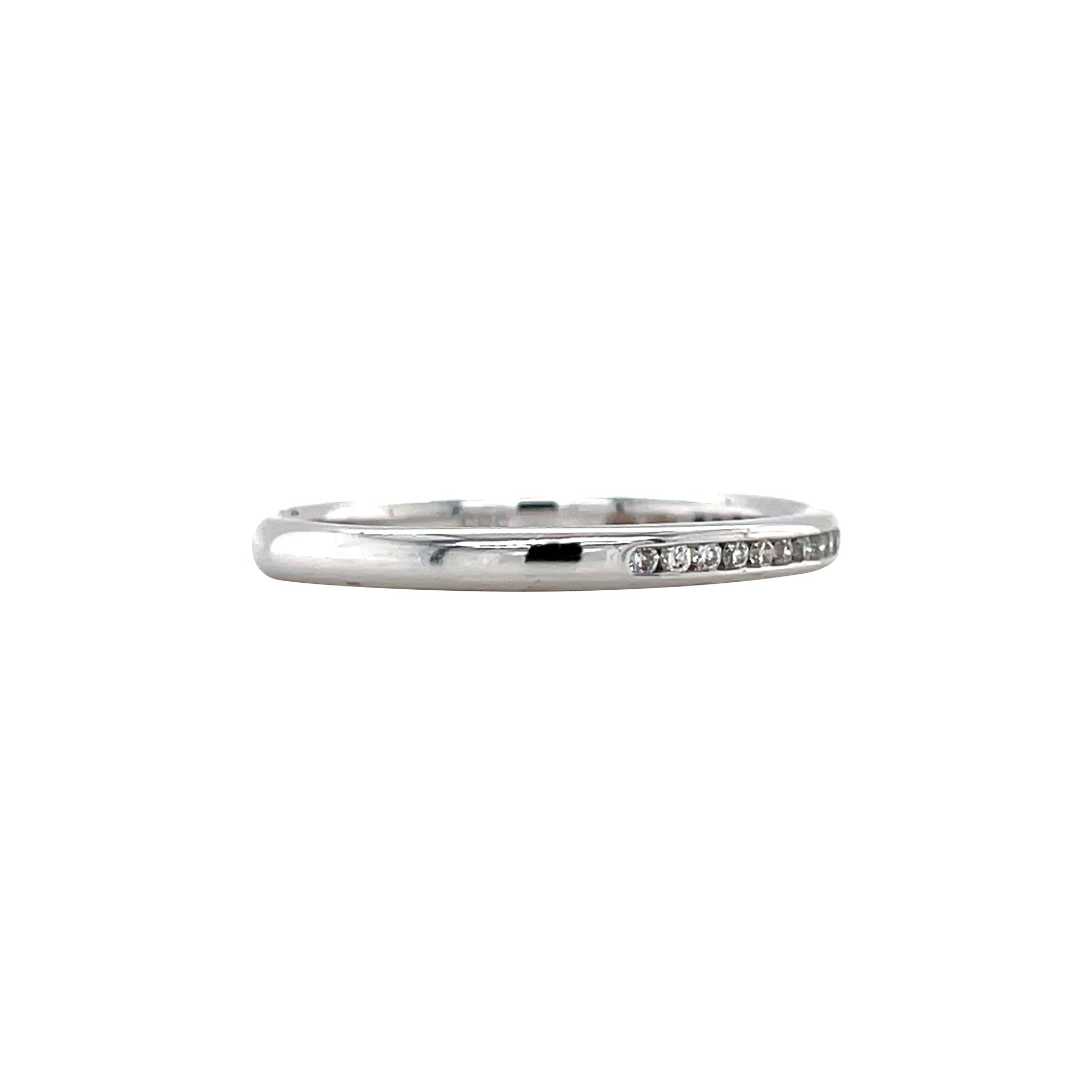 White gold rail ring with diamond 14 kt