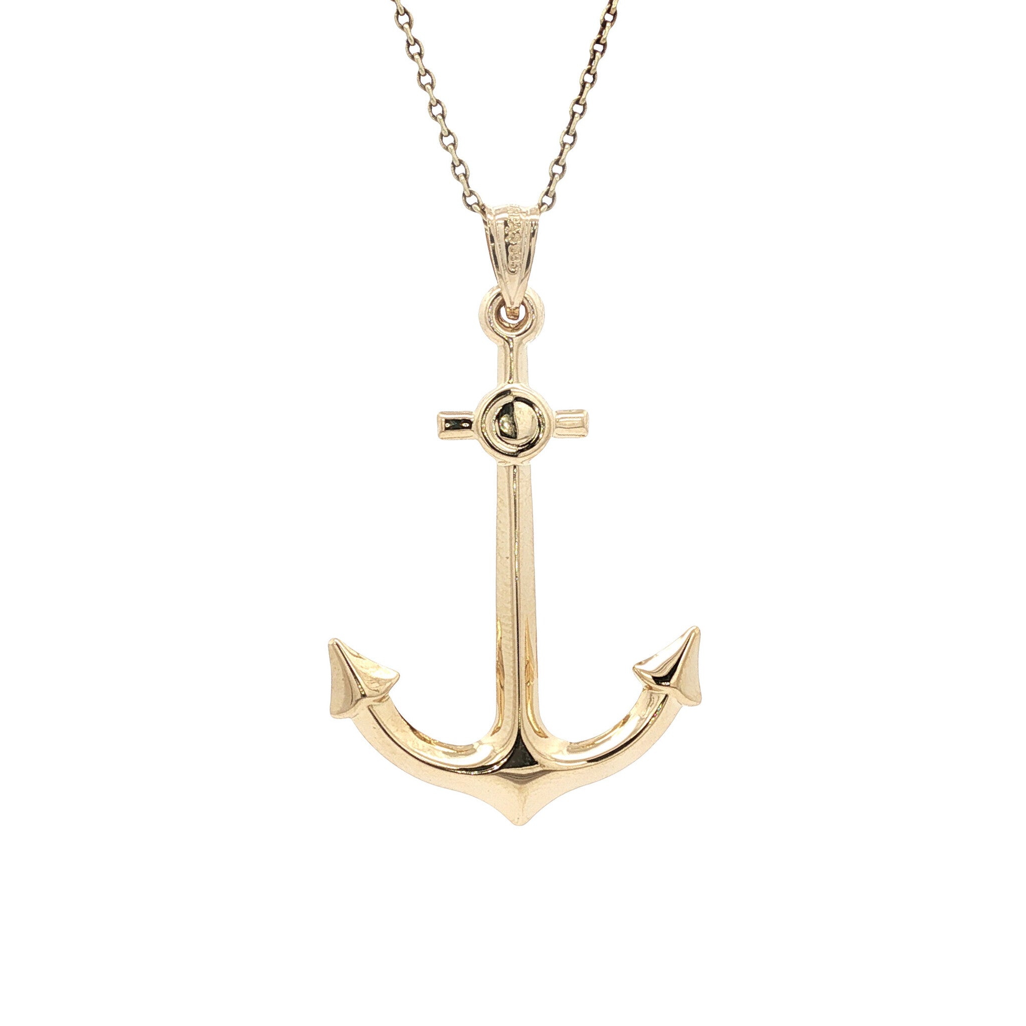 Gold anchor pendant 14 karat