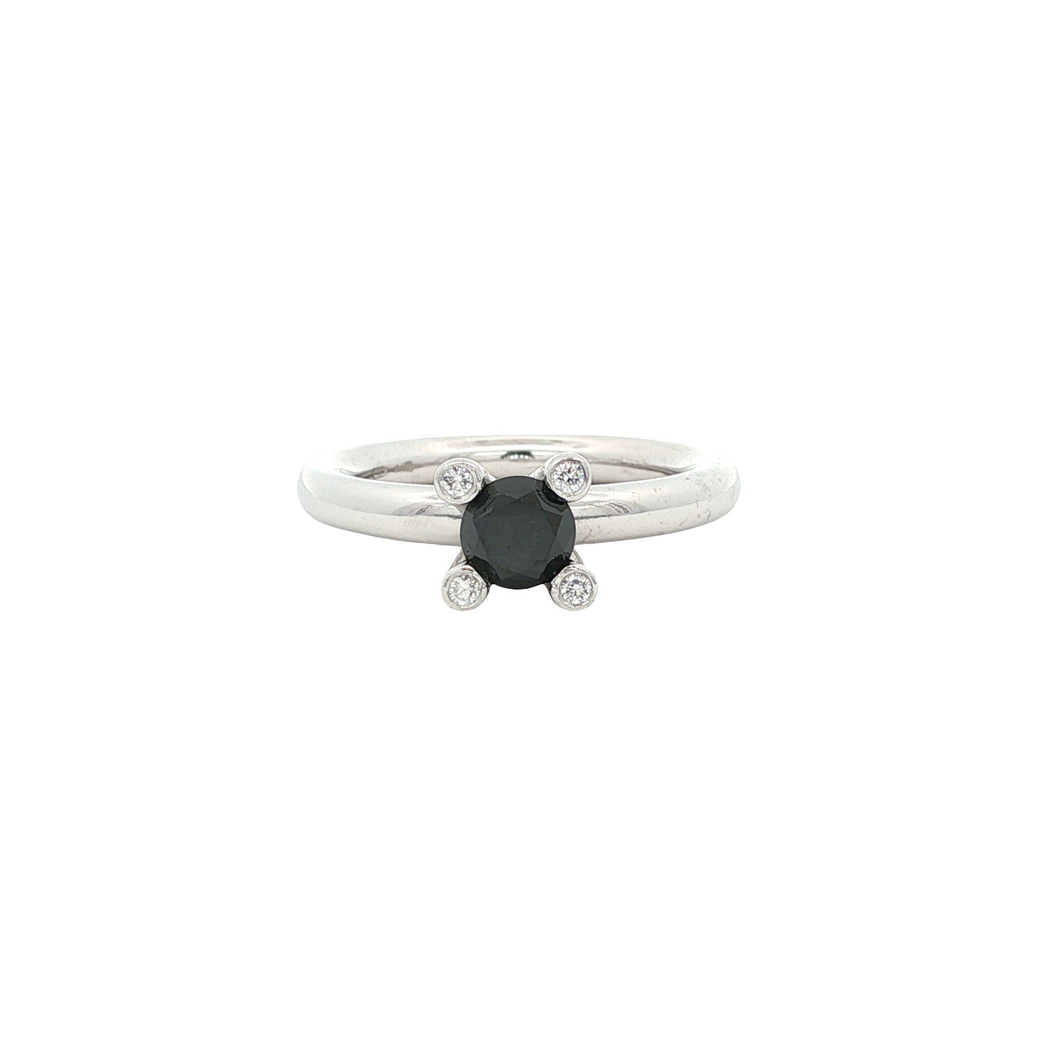 White gold ring with diamond by Bron Jewelry 14 karat