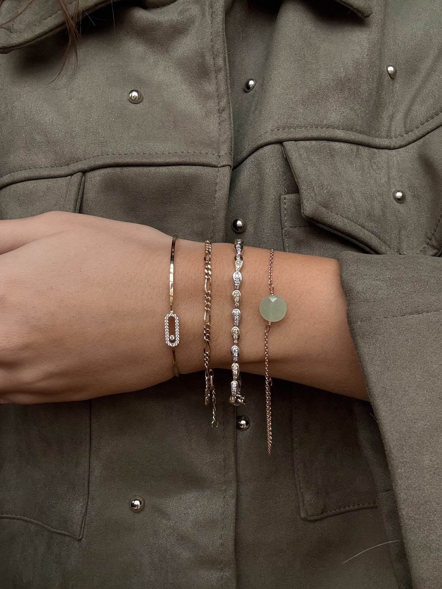 Rose gold bracelet with colored stone 14 karat