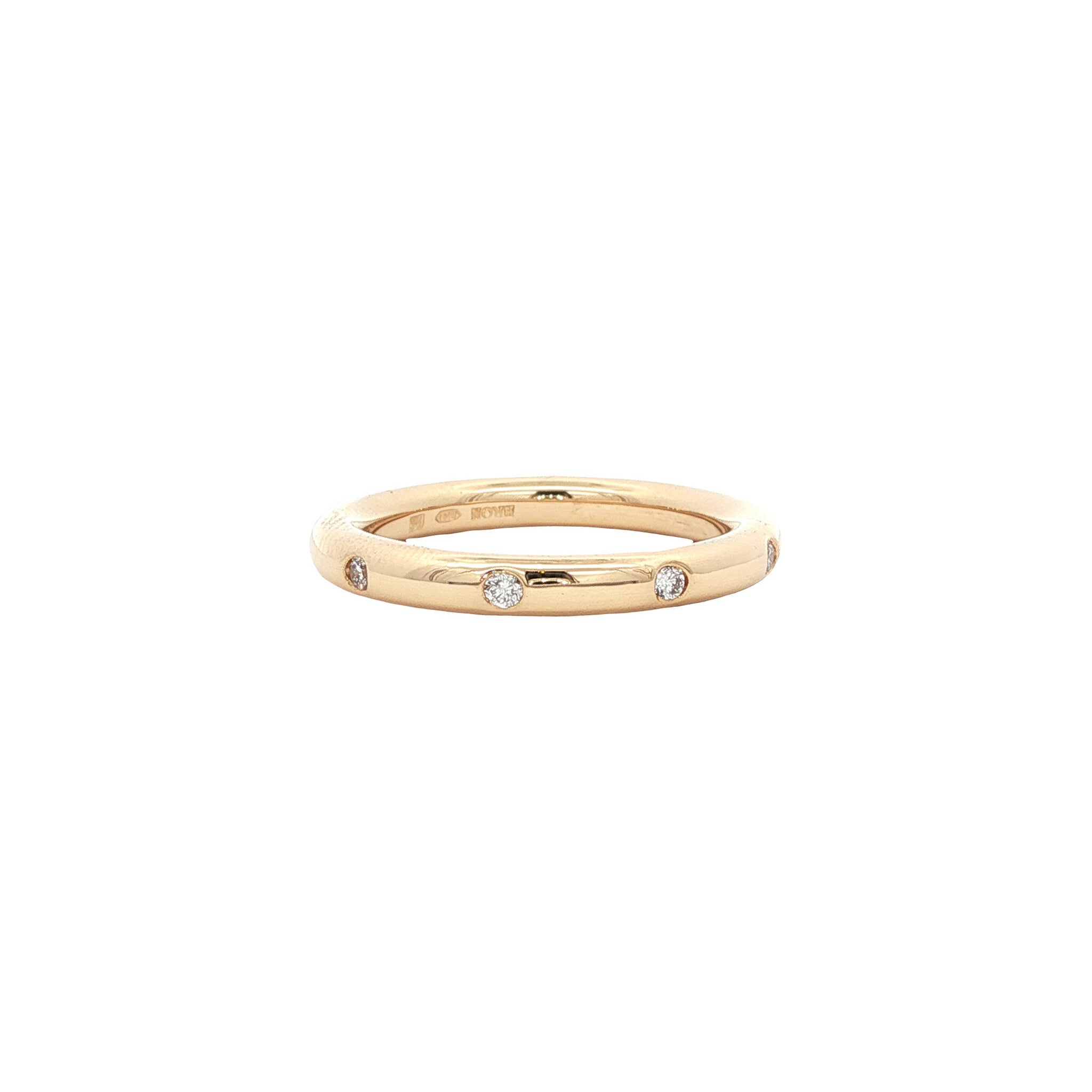 Golden stax ring with diamond from Bron Jewelry 18 karat