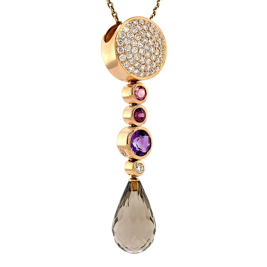 Rose gold Bigli pendant with diamond and gemstone 18 kt