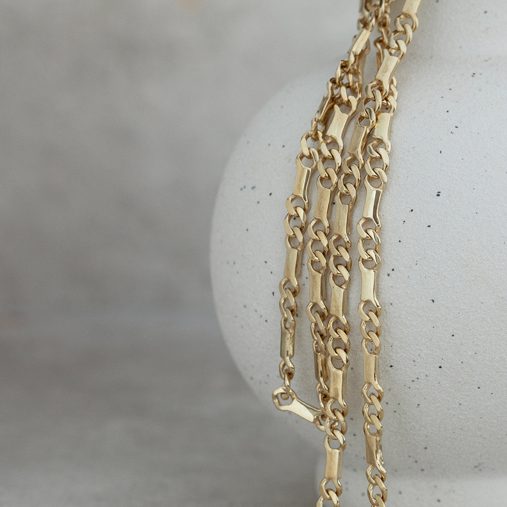 Men's gold fantasy necklace 80 cm 14 karat