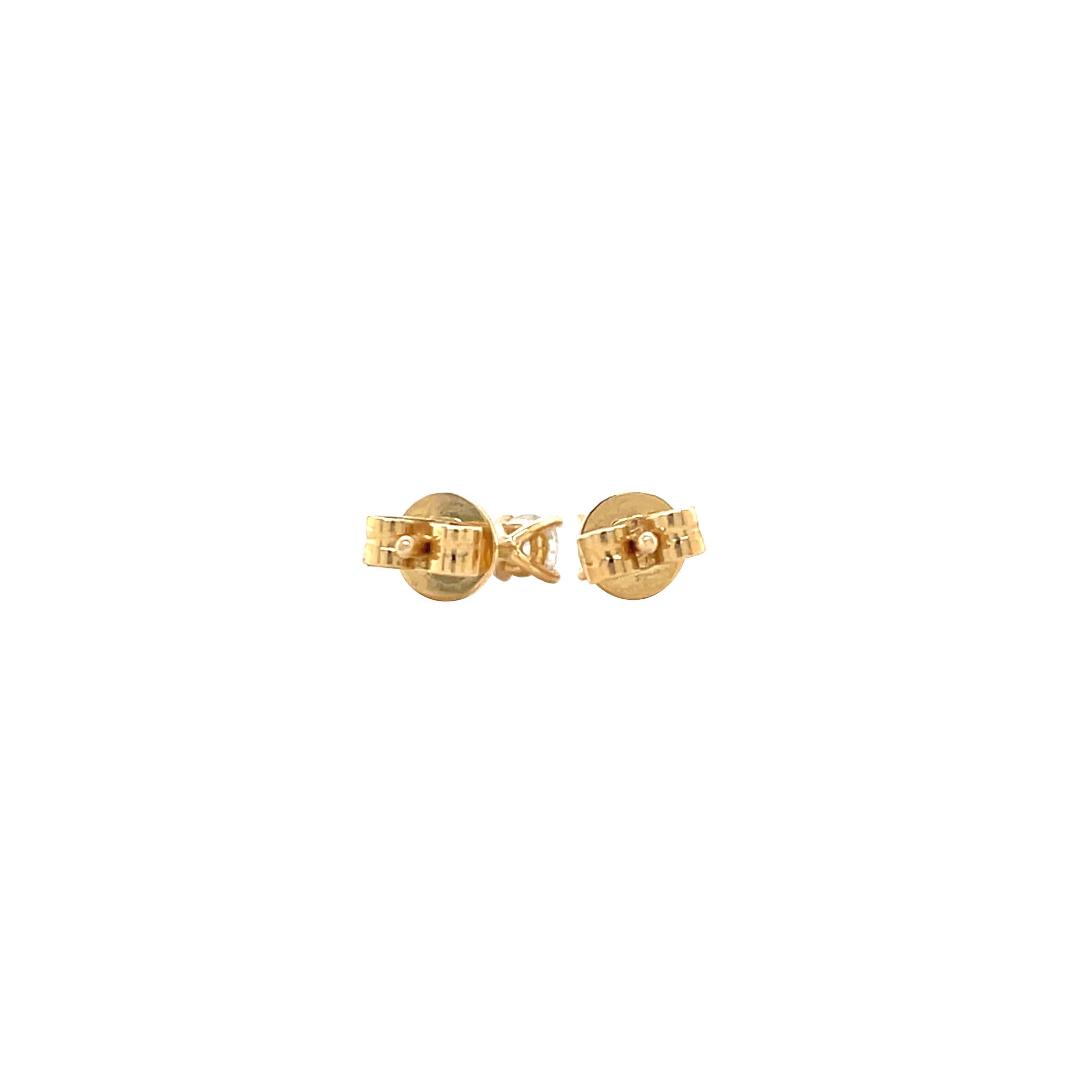 Yellow gold solitaire stud earrings with diamond 14 kt