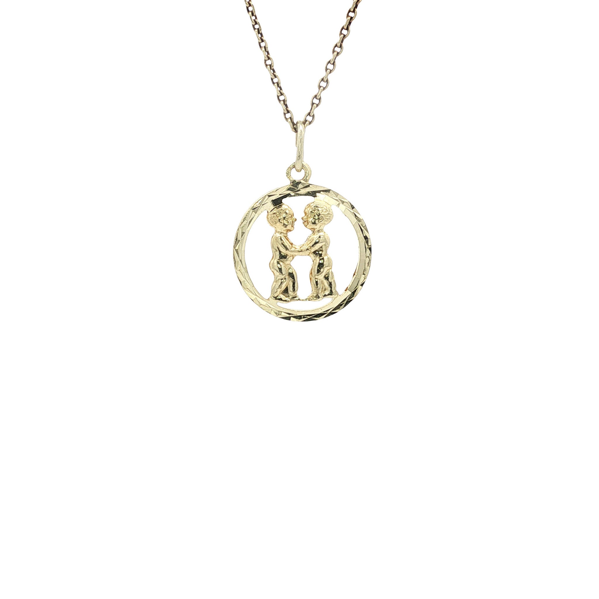 Golden Gemini zodiac pendant 14 karat