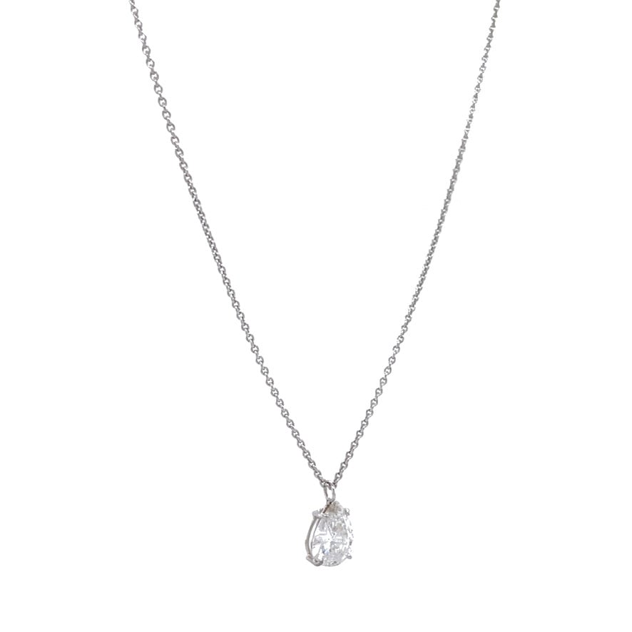 White gold necklace with diamond pendant 14 karat