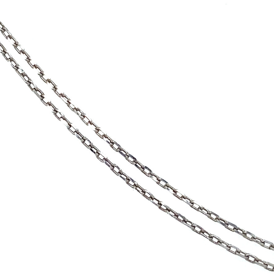 White gold necklace with diamond butterfly and pearl 42 cm 18 karat