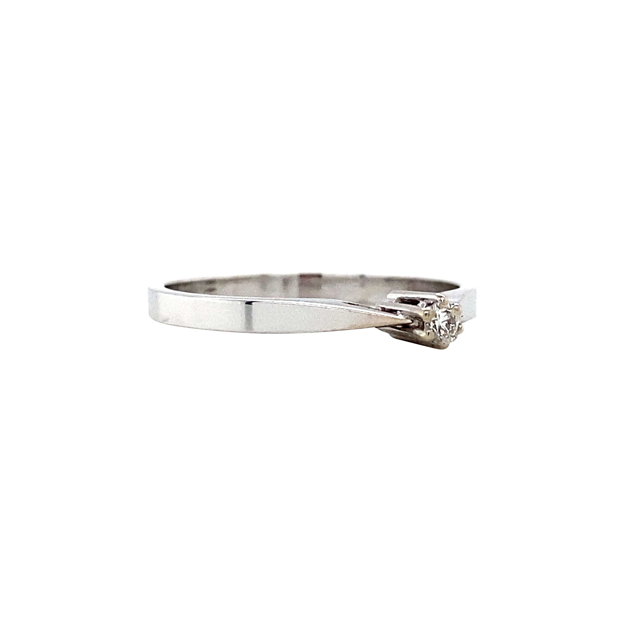 White gold solitaire ring with diamond 14 karat