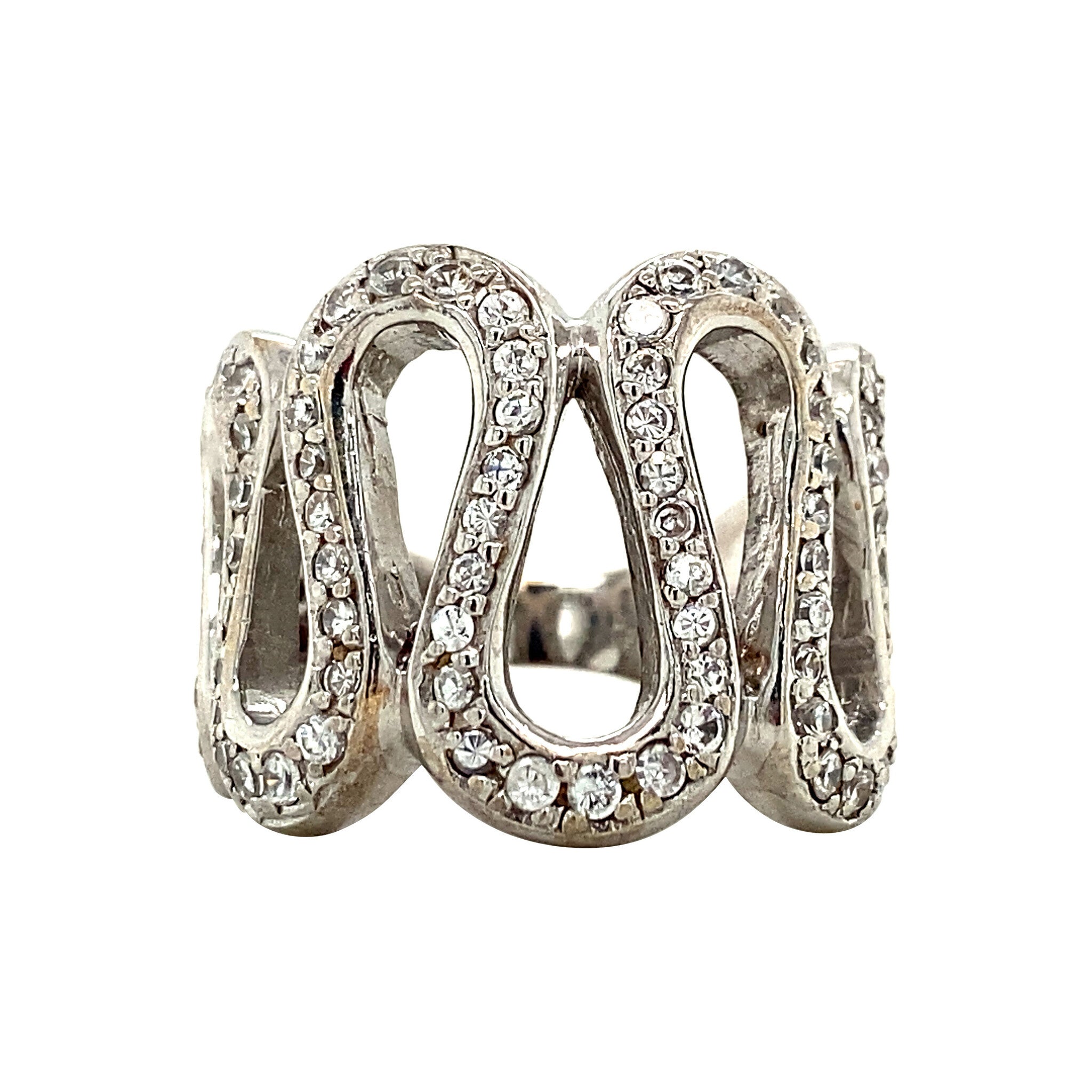 White gold ring with zirconia 14 karat