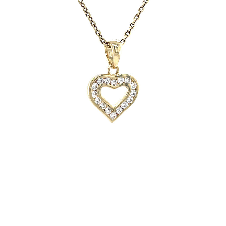 Gold heart pendant with zirconia 14 karat