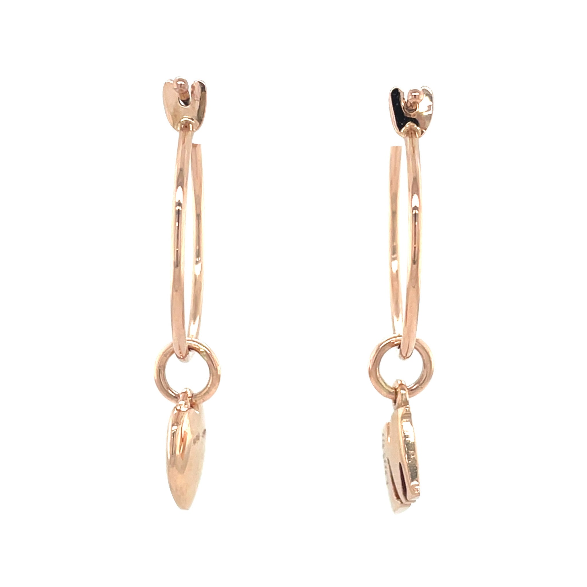 Rose earrings with pendant 9 karat