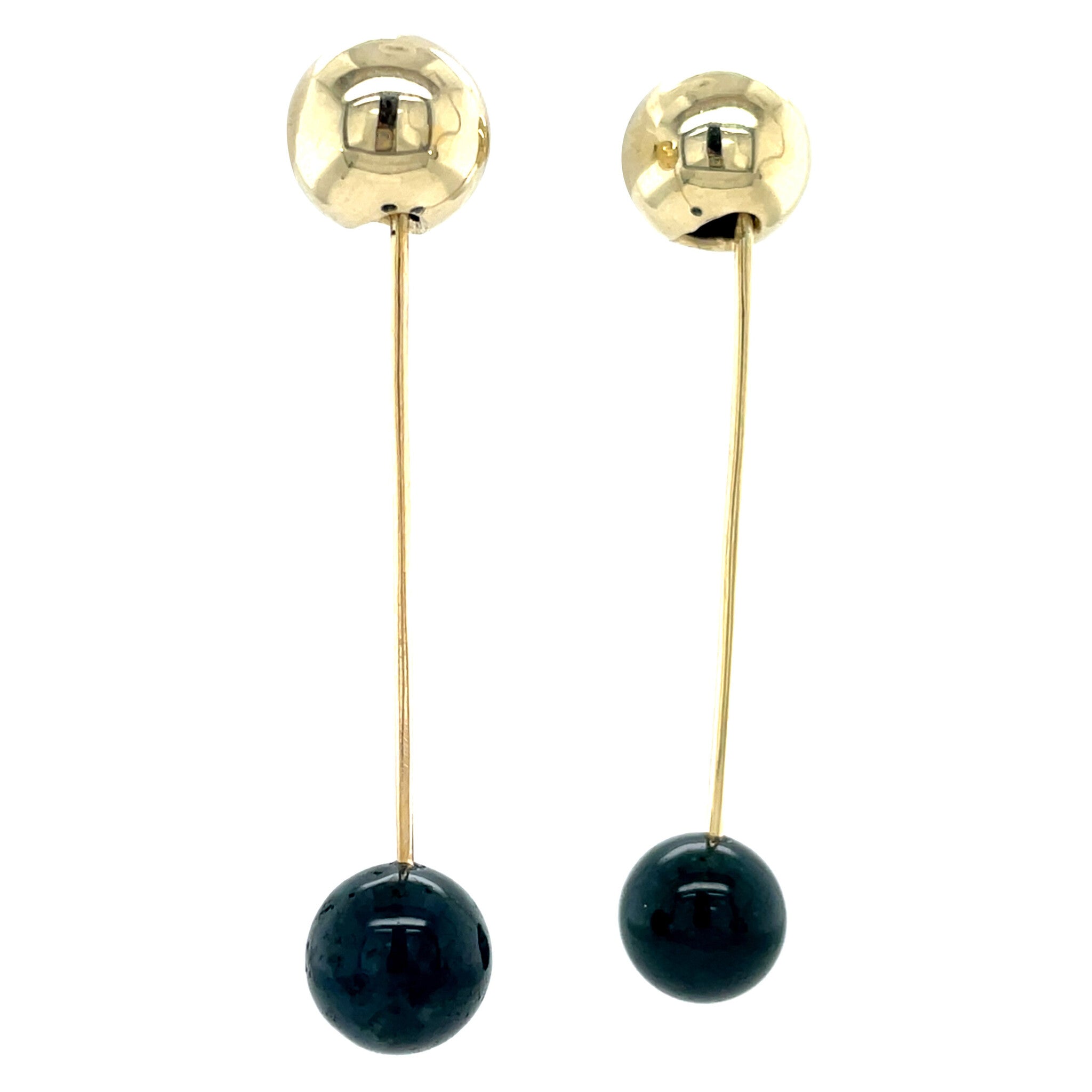 Ear studs with moss agate 12 karat