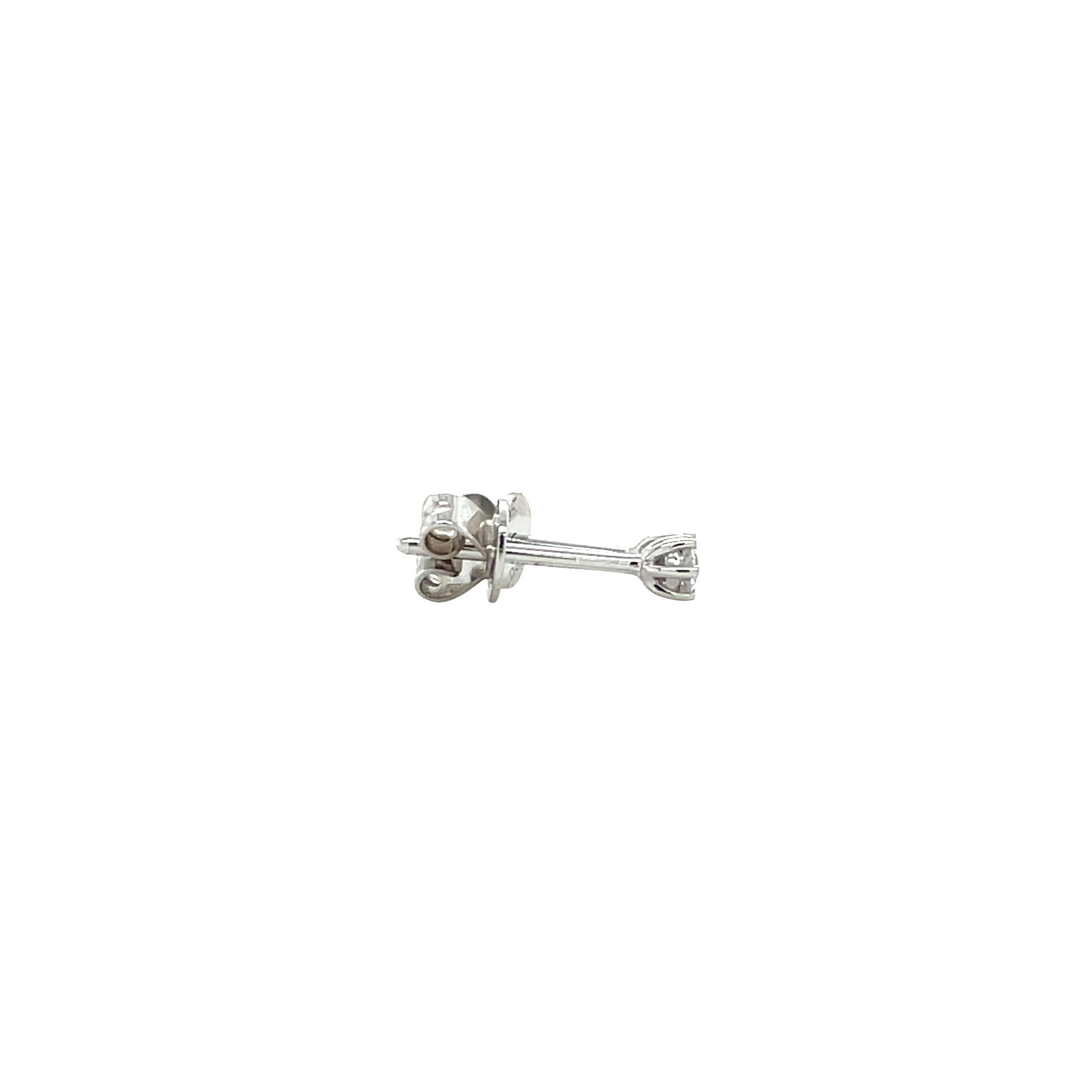 White gold solitaire ear stud with diamond 14 kt