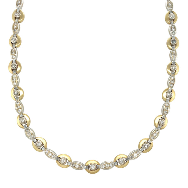 Two-tone gold choker with diamond, 44 cm, 18 kt