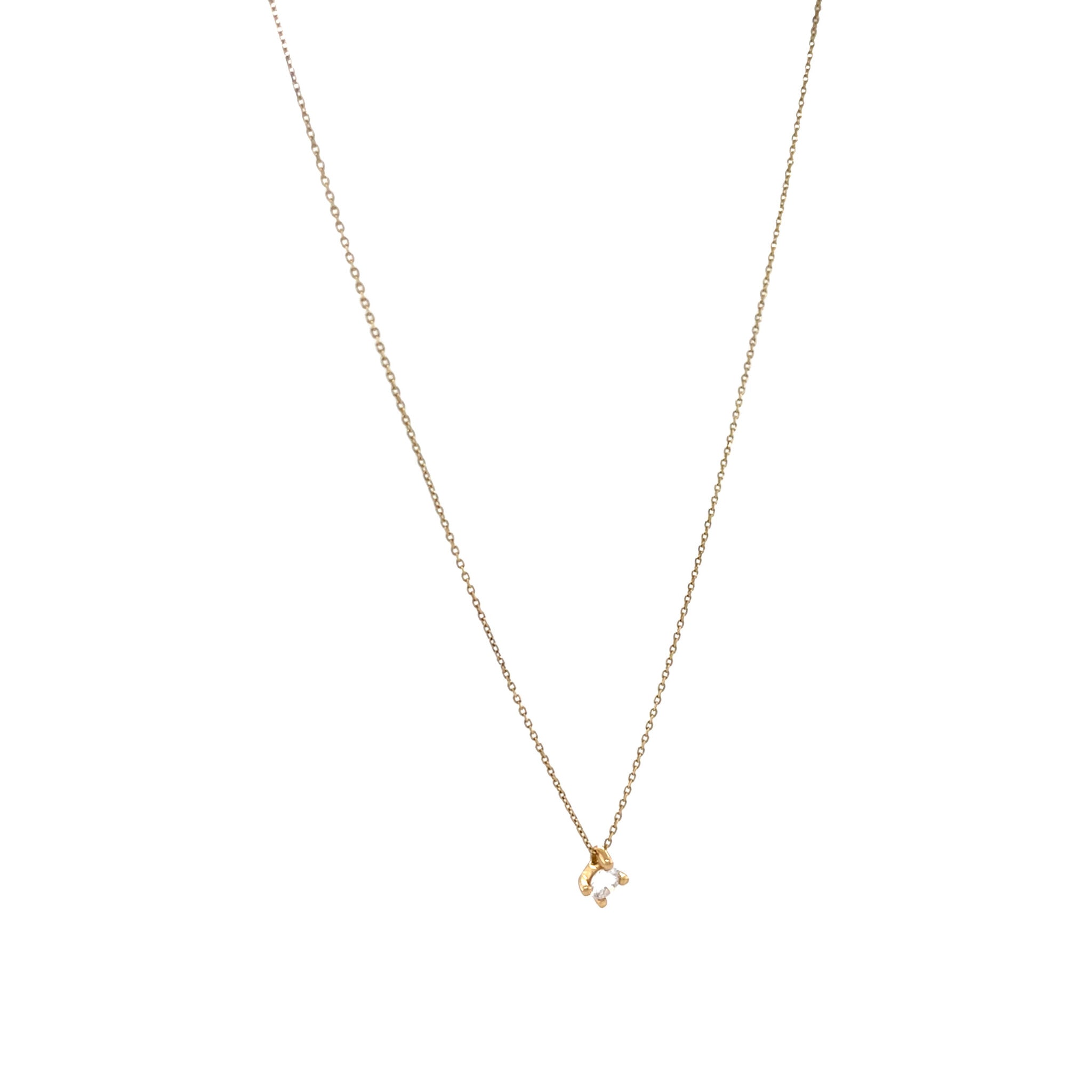 Yellow gold solitaire necklace with diamond 14 kt