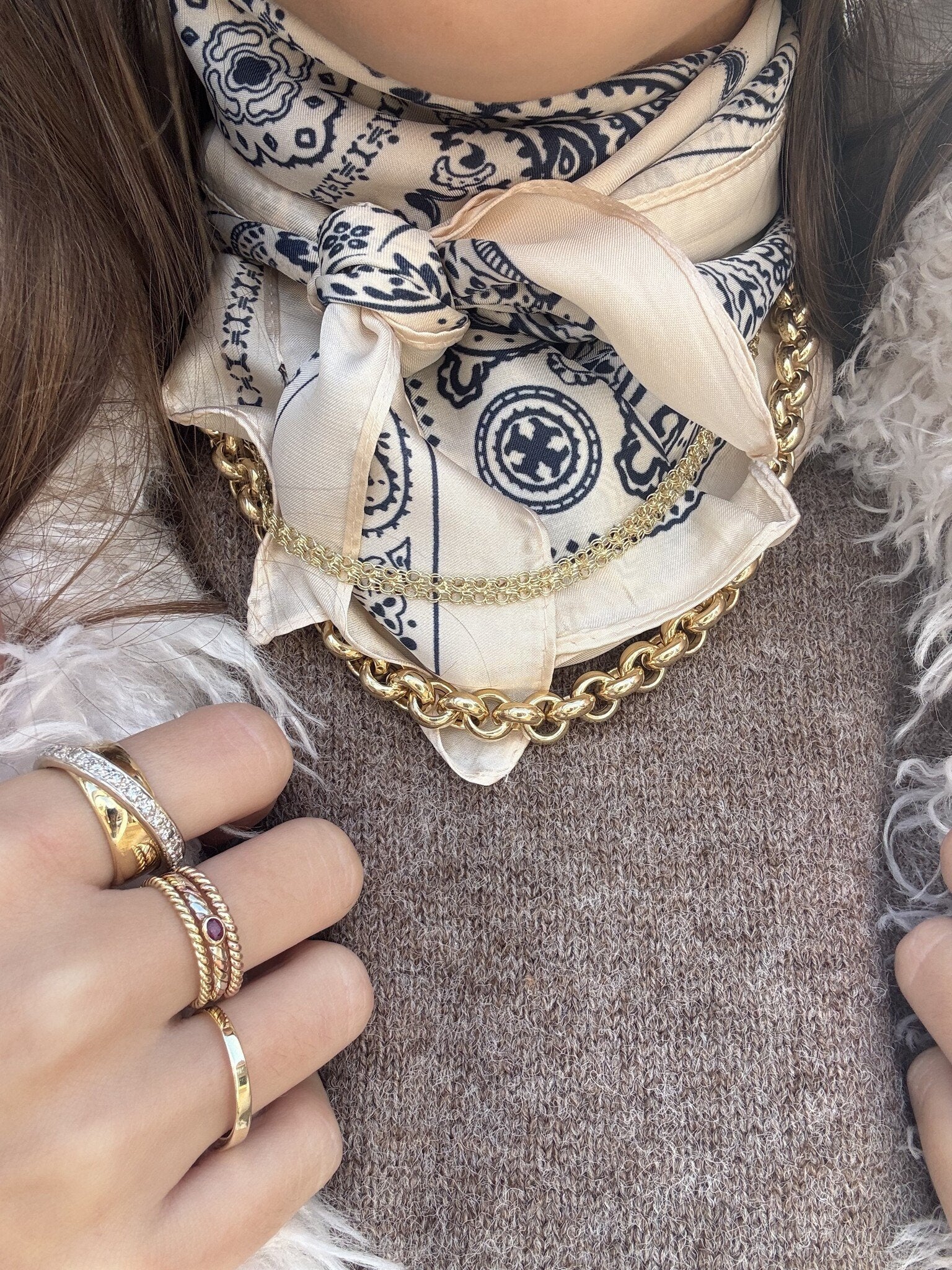 Gold jasseron necklace 50 cm 14 karat