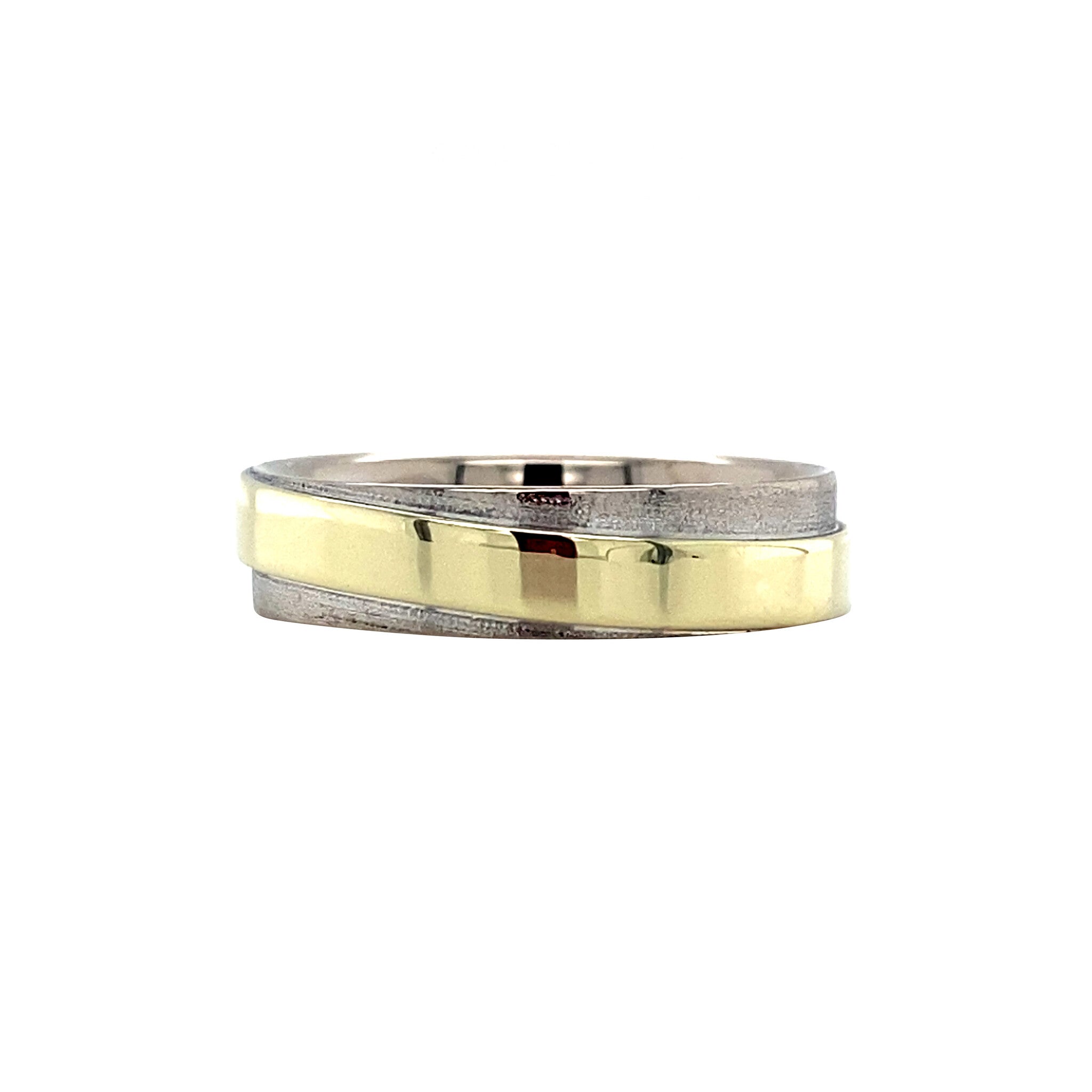 Bicolour gold wedding ring with diamond 14 karat