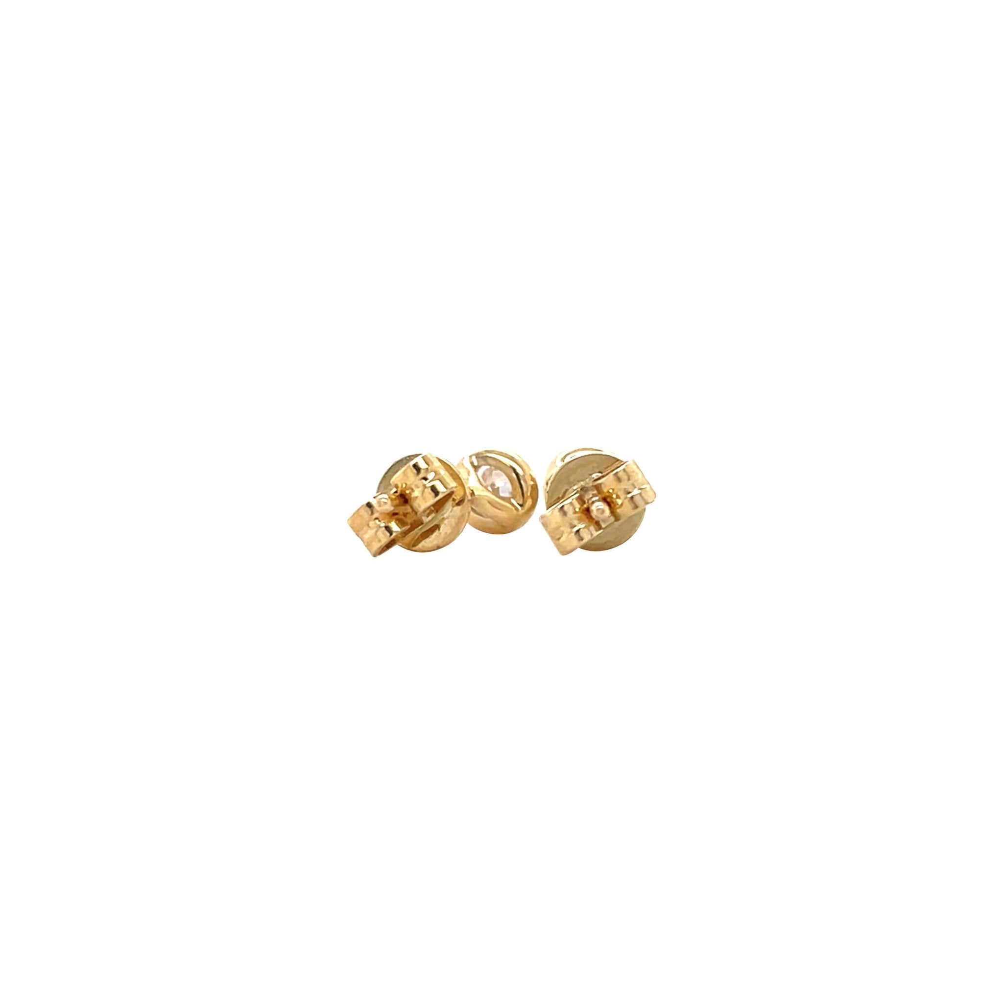 Yellow gold solitaire stud earrings with diamond 14 kt