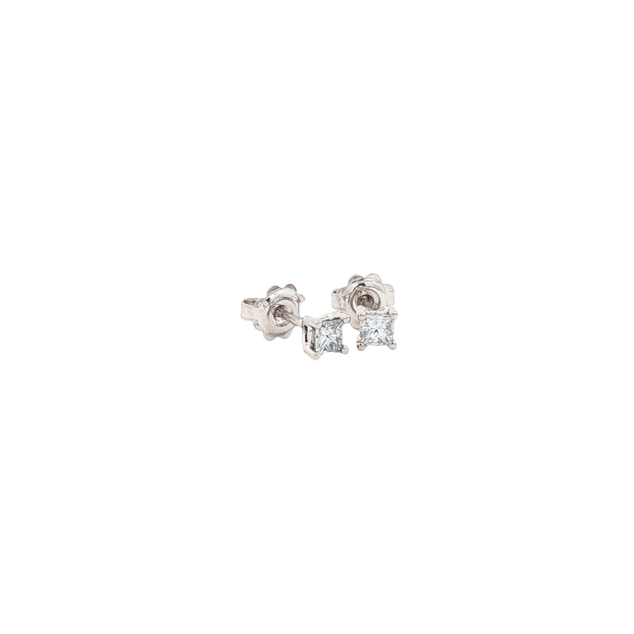 White gold solitaire stud earrings with diamond 14 karat* new