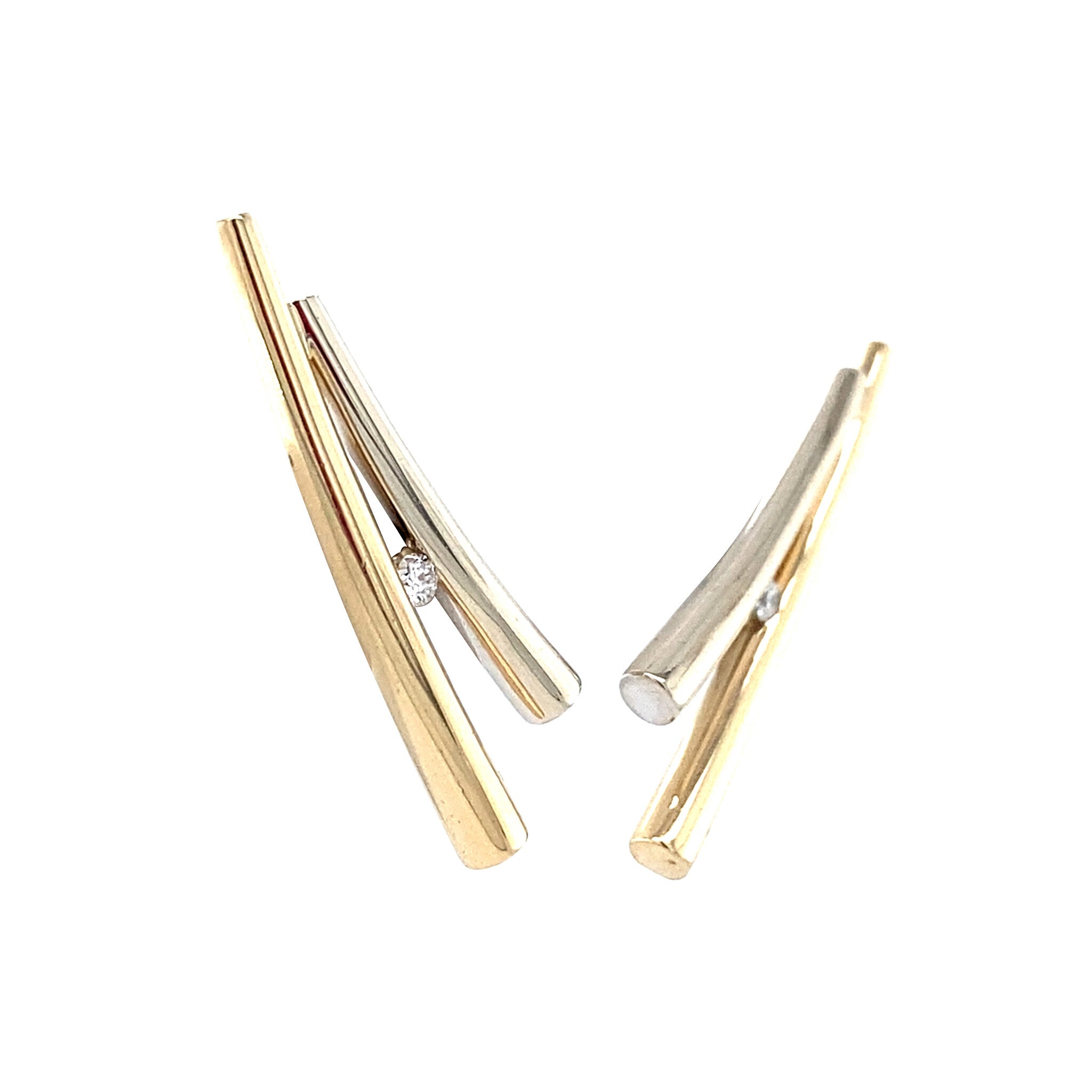 Gold stud earrings with diamond 14 karat