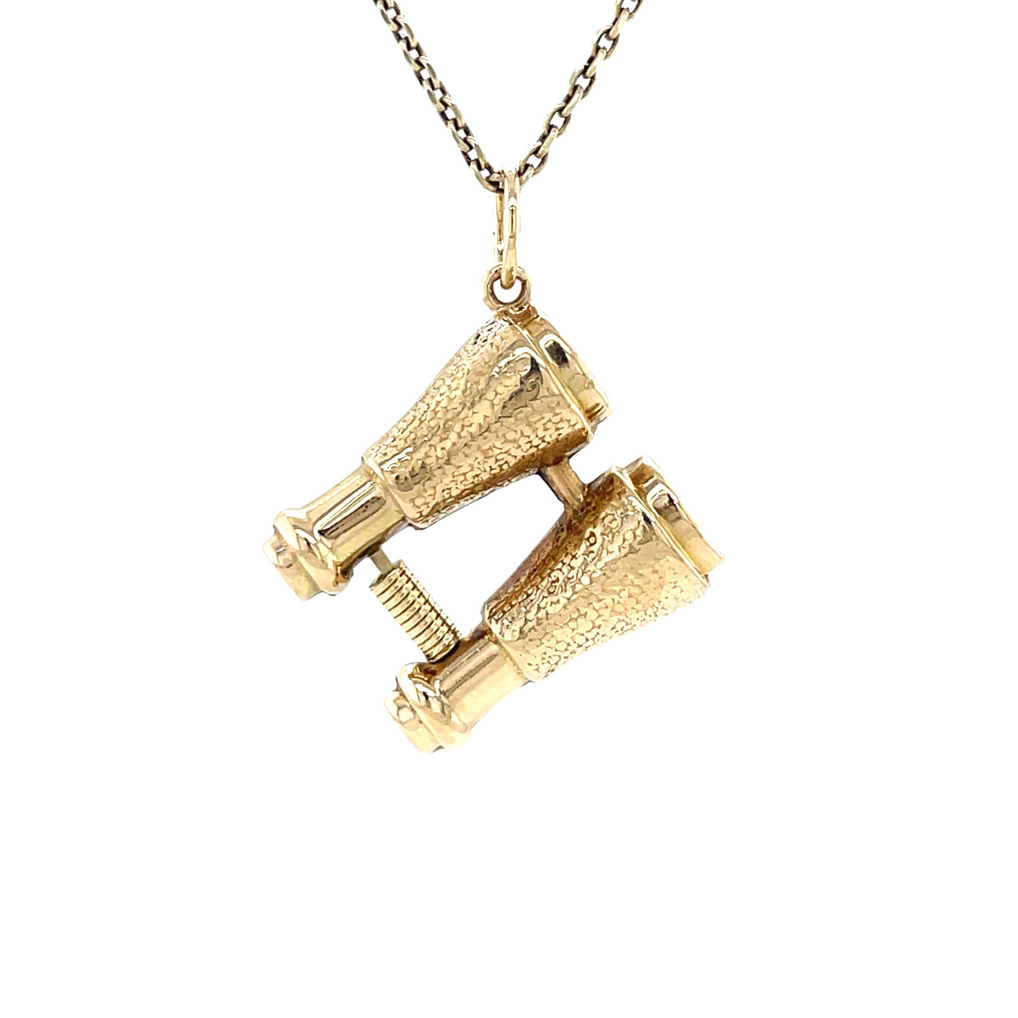 Gold binocular pendant 14 karat