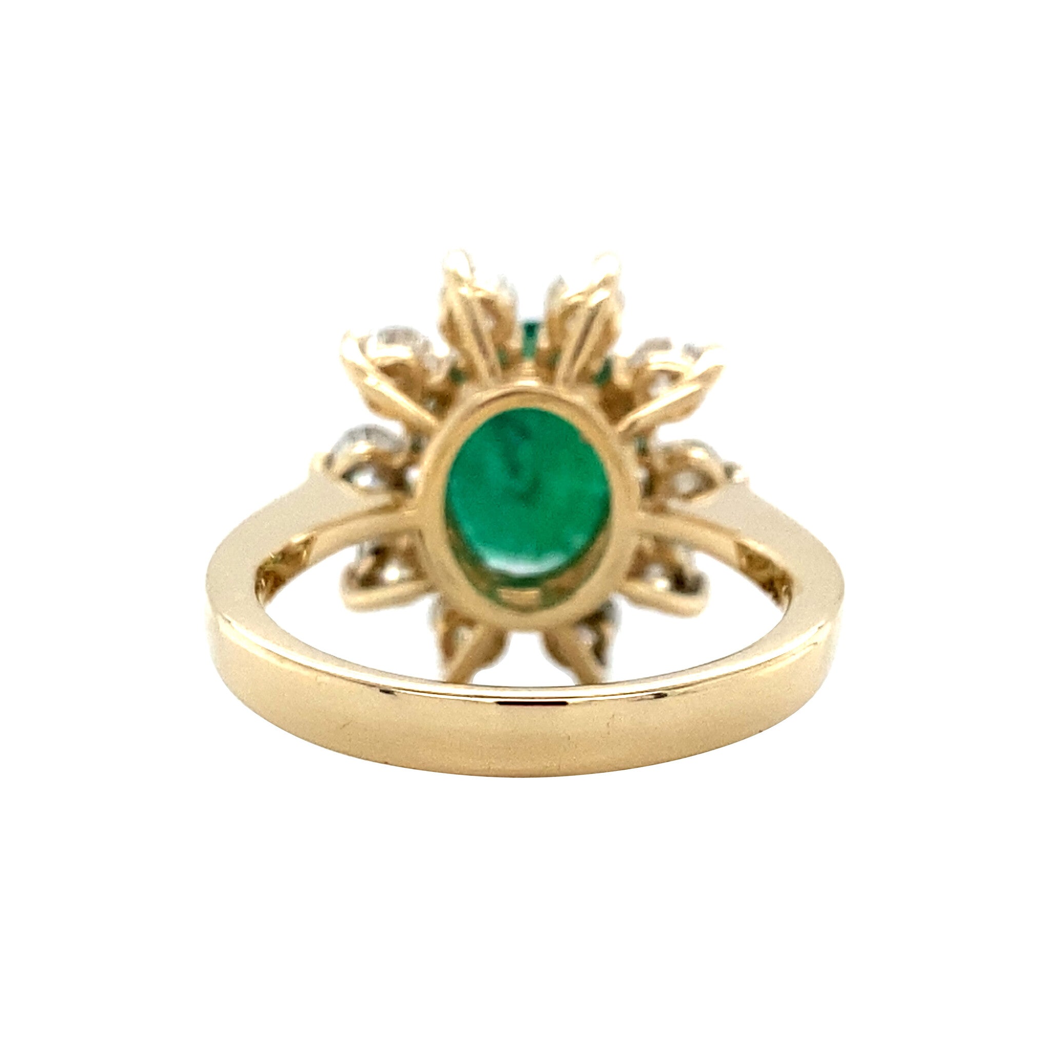 Gold entourage ring with diamond and emerald 14 karat* New