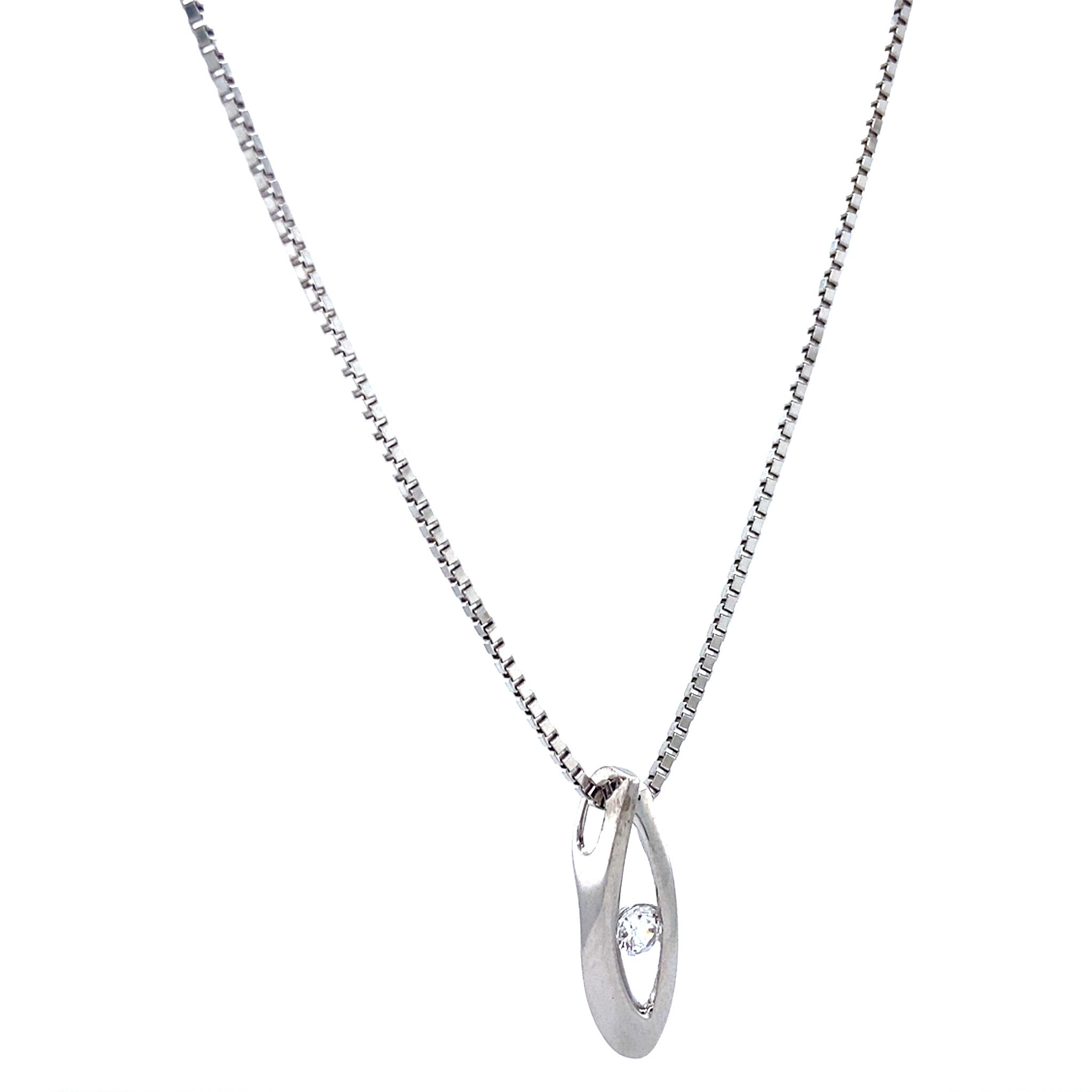 White gold necklace with zirconia pendant 42 cm 14 karat