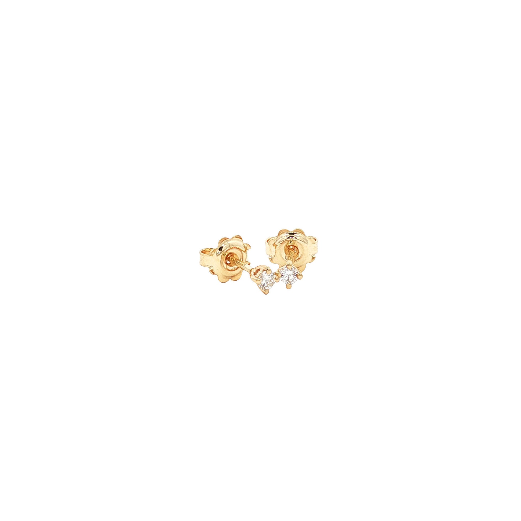 Golden solitaire stud earrings with diamond 14 karat*new